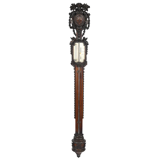 Lord Vernon’s Sudbury Hall lime wood barometer, by J. Braund after