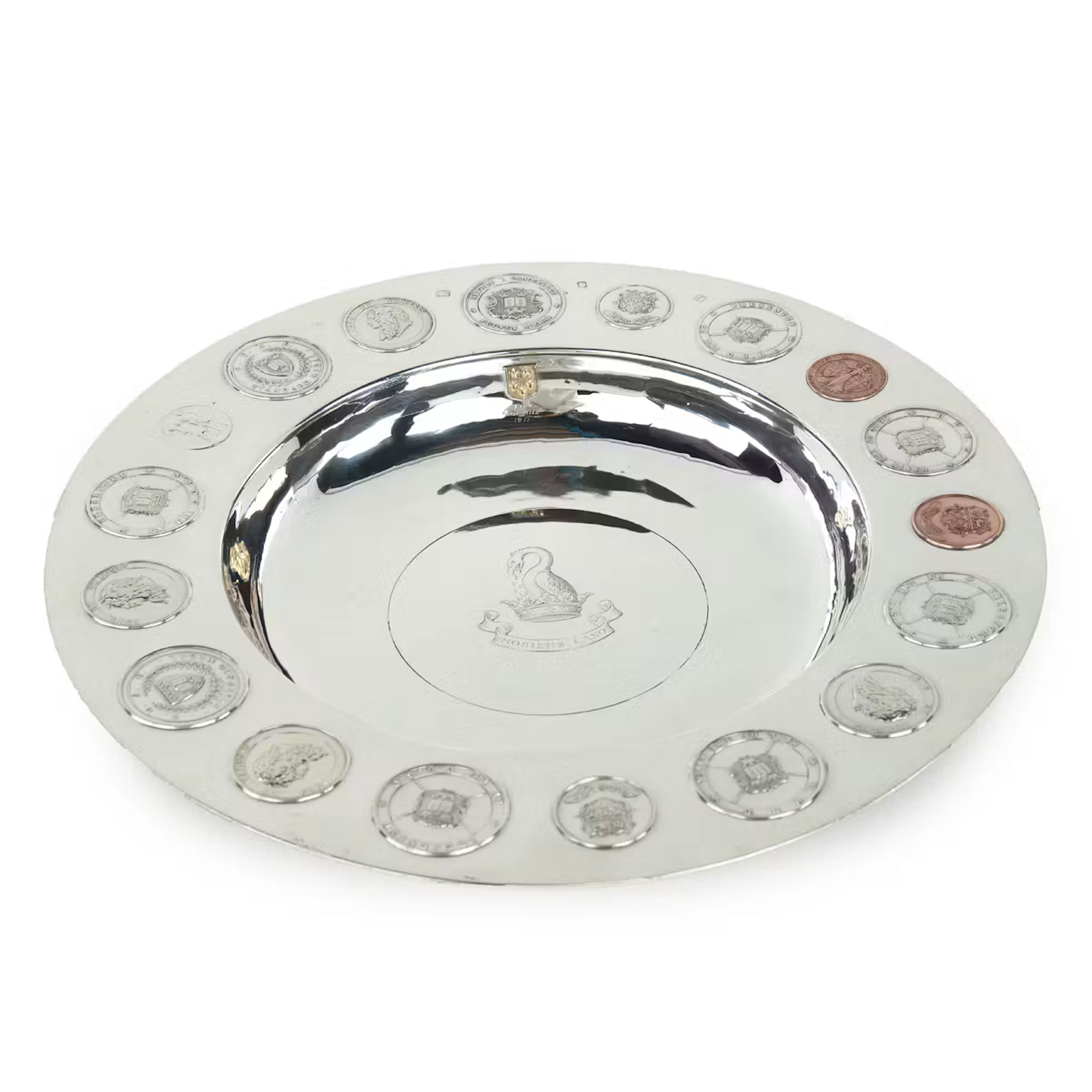 A Highly Unusual Silver Bowl Mounted with Medals Primarily Relating