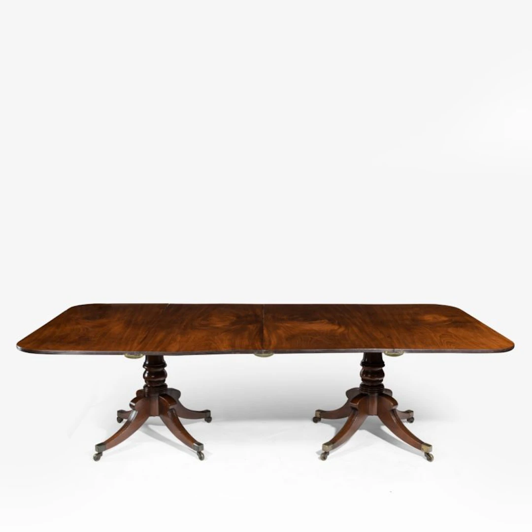 George III pair of mahogany console tables which convert into a twin