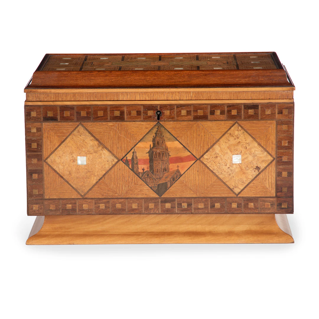 A Fine Art Deco Period Marquetry and Parquetry Jewellery Casket, Probably