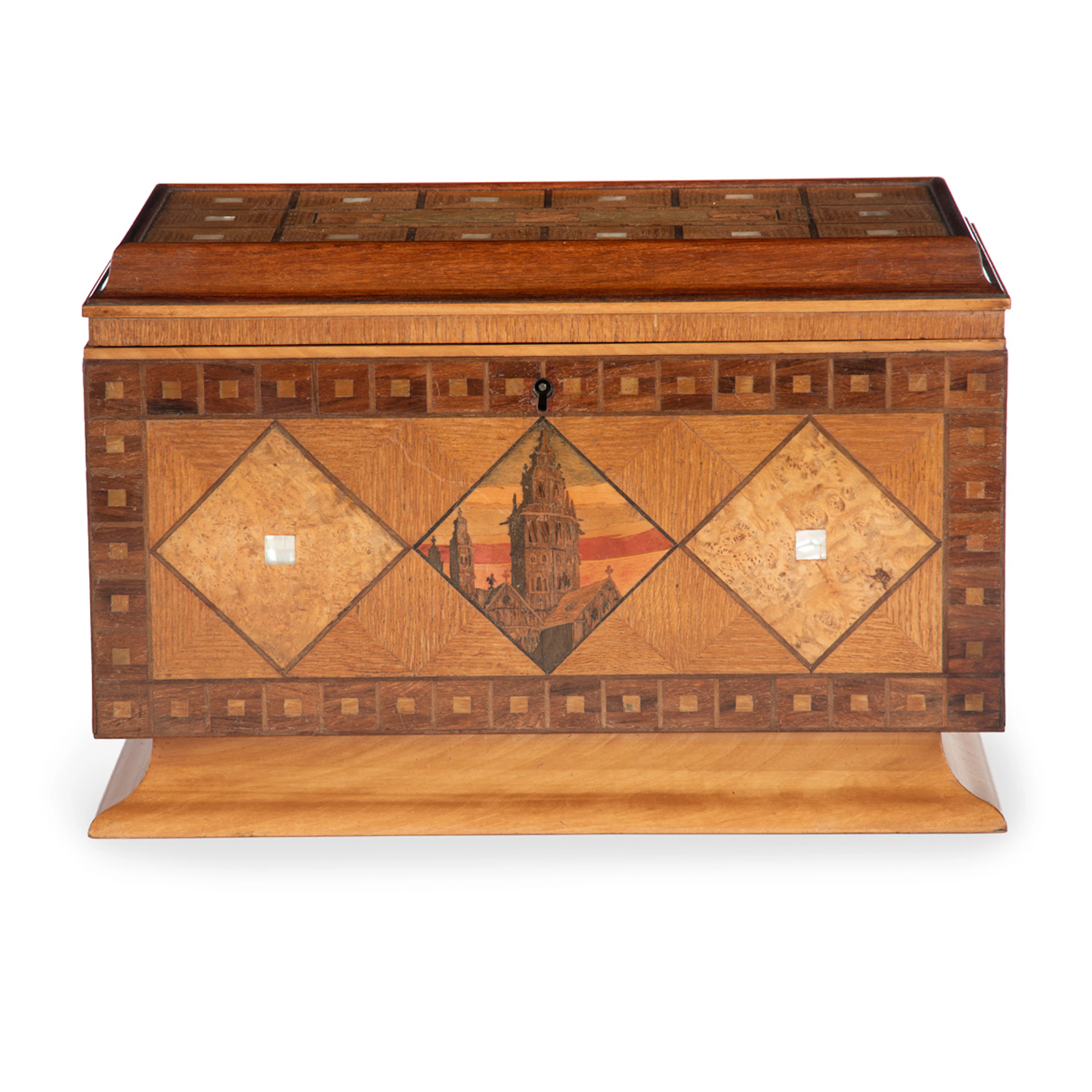 A Fine Art Deco Period Marquetry and Parquetry Jewellery Casket, Probably