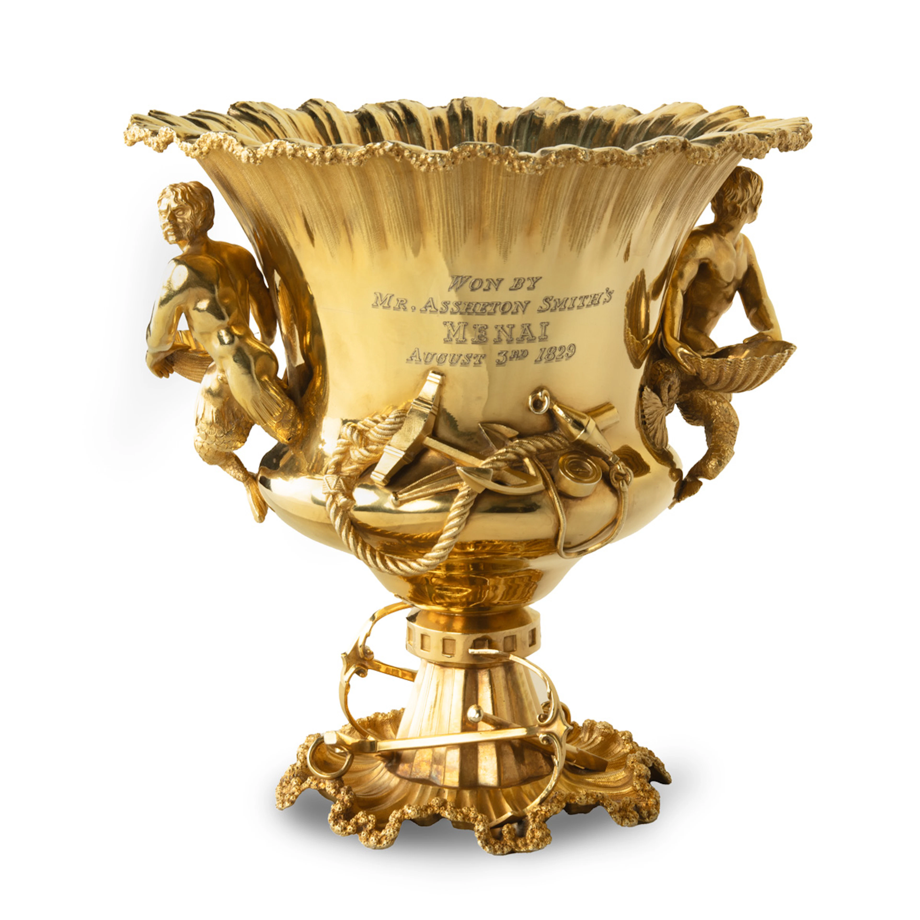 A George IV Royal Yacht Club silver gilt racing trophy won by Menai in 1829