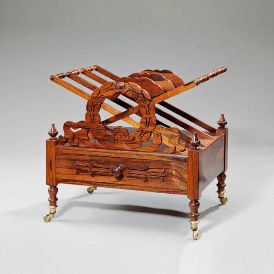 A Regency rosewood Canterbury in the manner of Loudon
