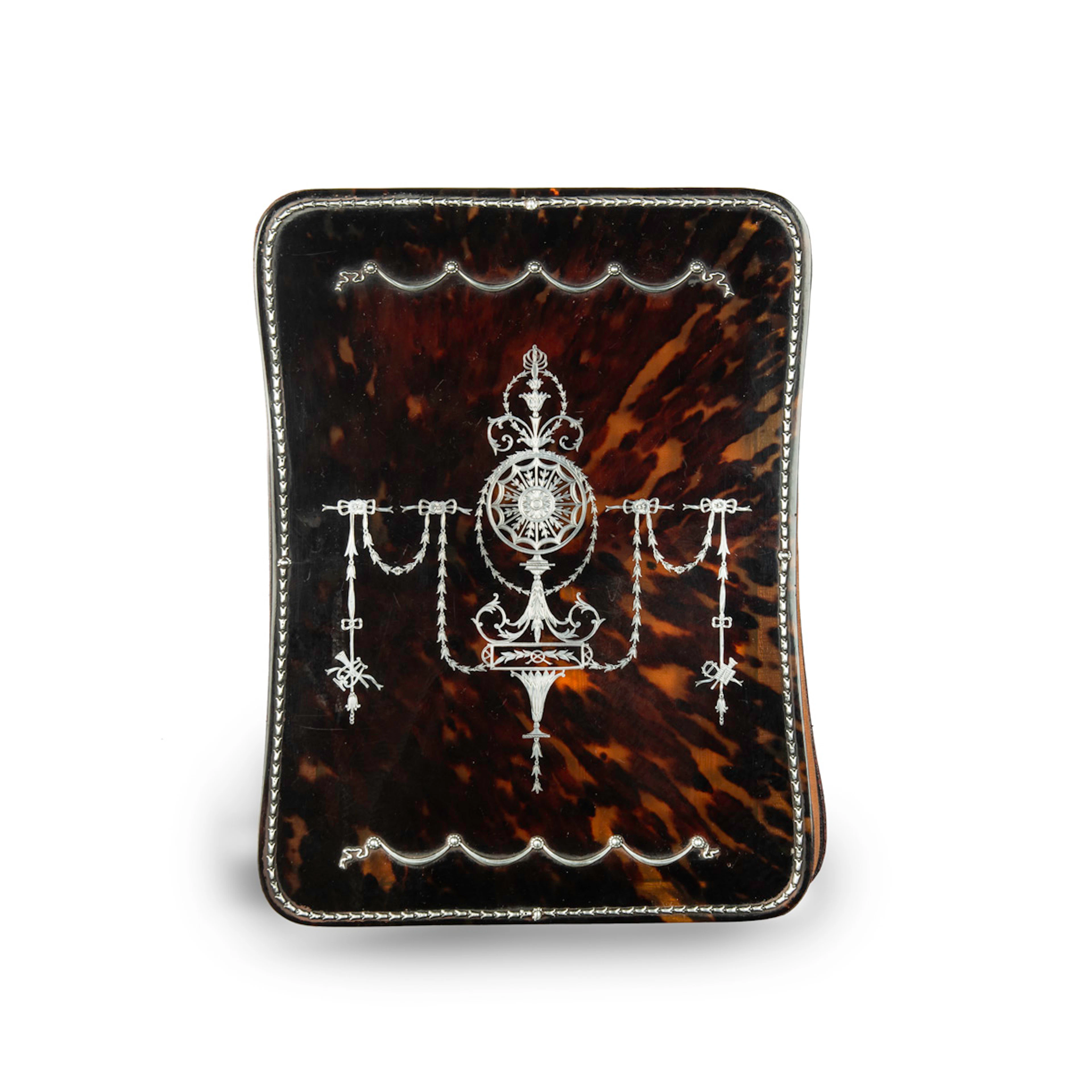 A superb late Victorian tortoiseshell and silver piqué desk blotter