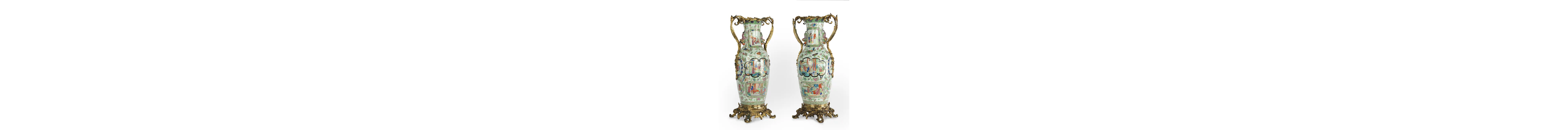 A fine pair of unusual ormolu mounted Chinese porcelain vases