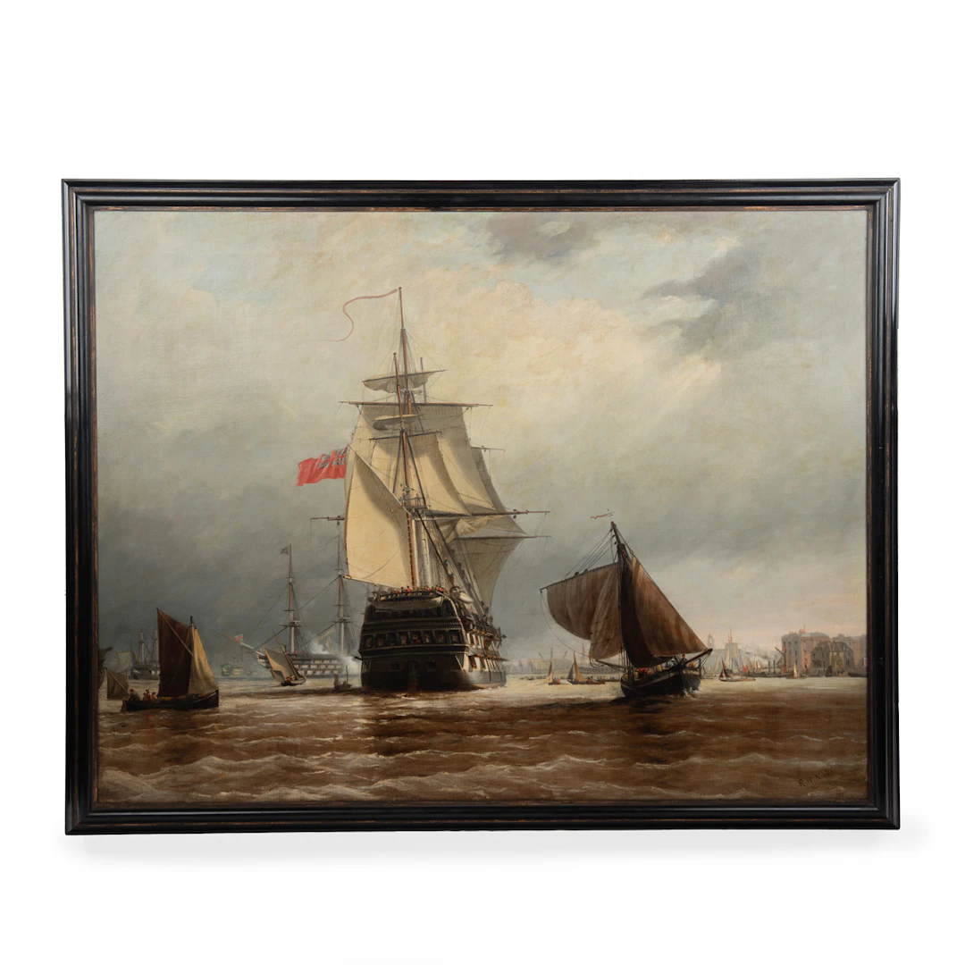 HMS Canopus Entering Portsmouth Harbour by Richard Henry Nibbs