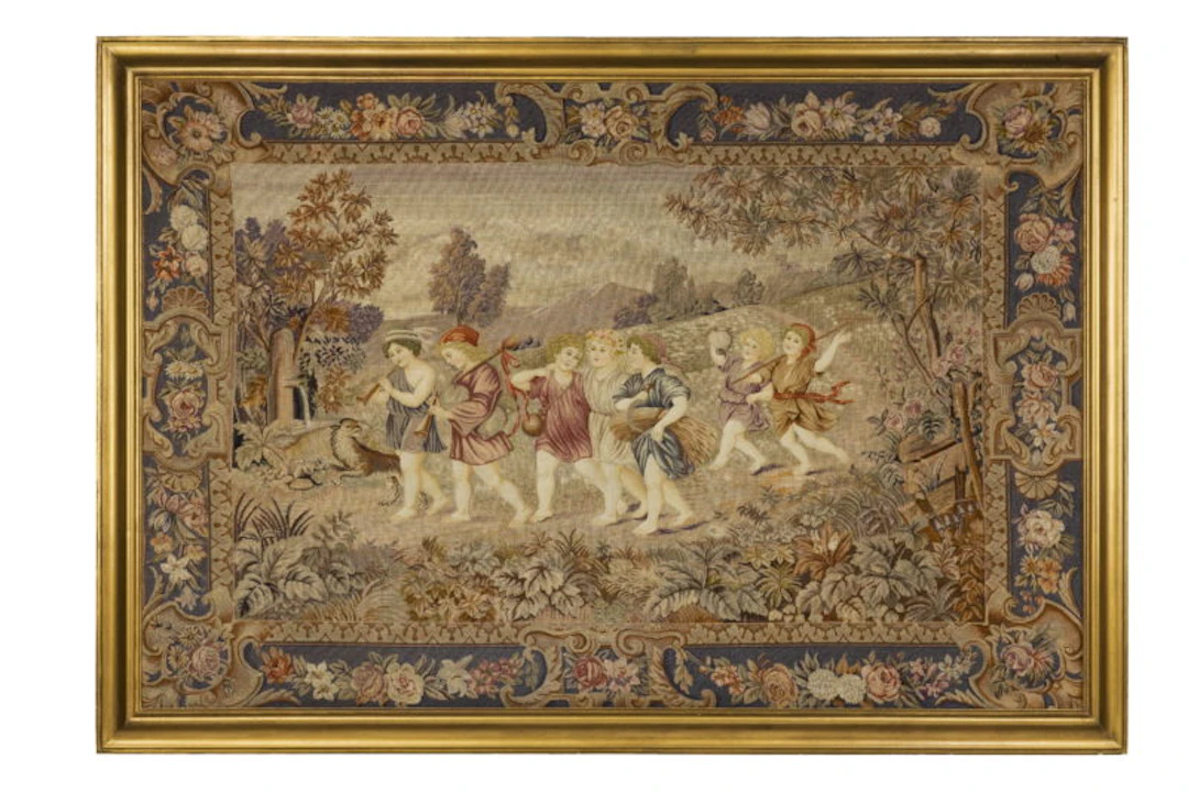 An attractive late 19th century needlework panel