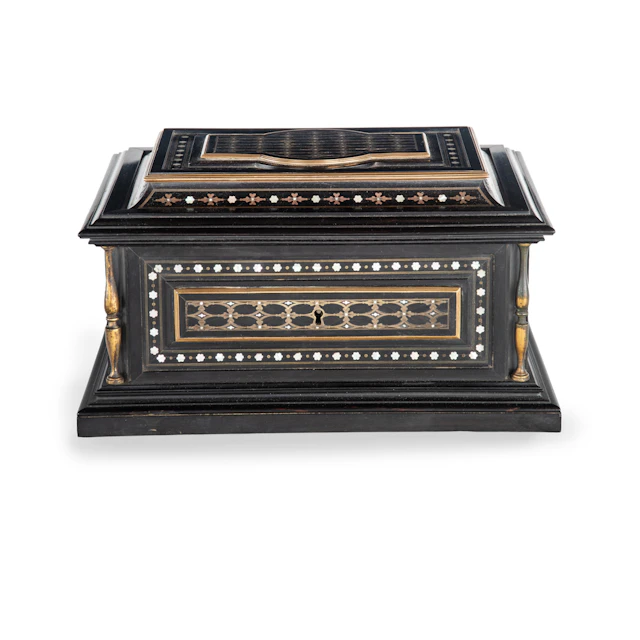A Fine Ebony and Inlaid Jewellery box or Casket by Paul Sormani, Paris, c.1860