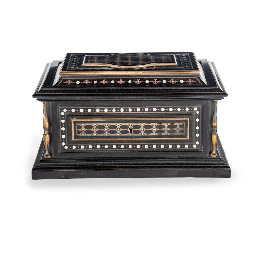 A Fine Ebony and Inlaid Jewellery box or Casket by Paul Sormani, Paris, c.1860