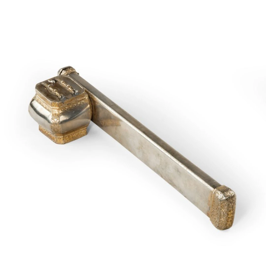 An Ottoman Empire parcel-gilt silver qalamdan