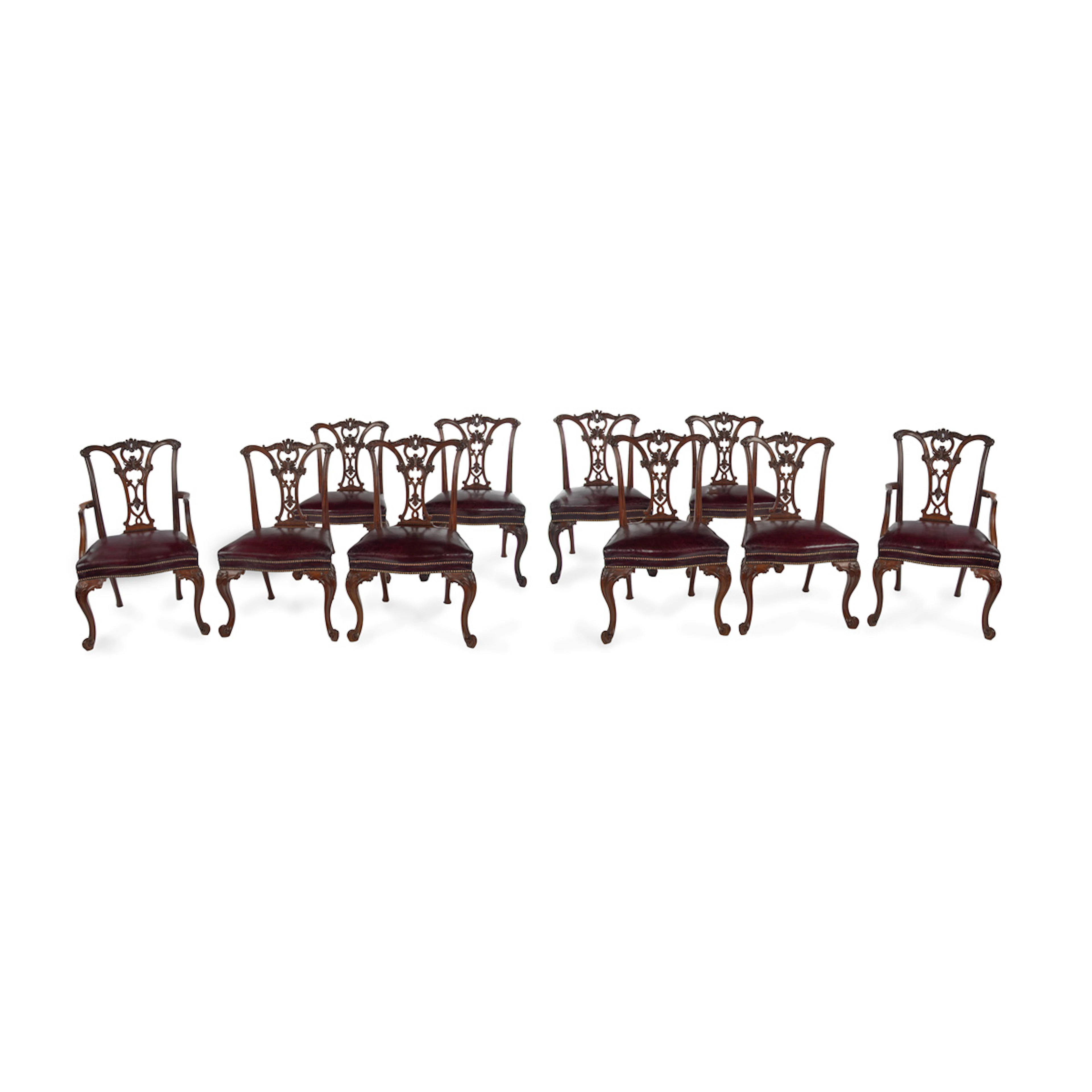 A Fine Set of 10 George III Style Mahogany Dining Chairs Stamped Gillows