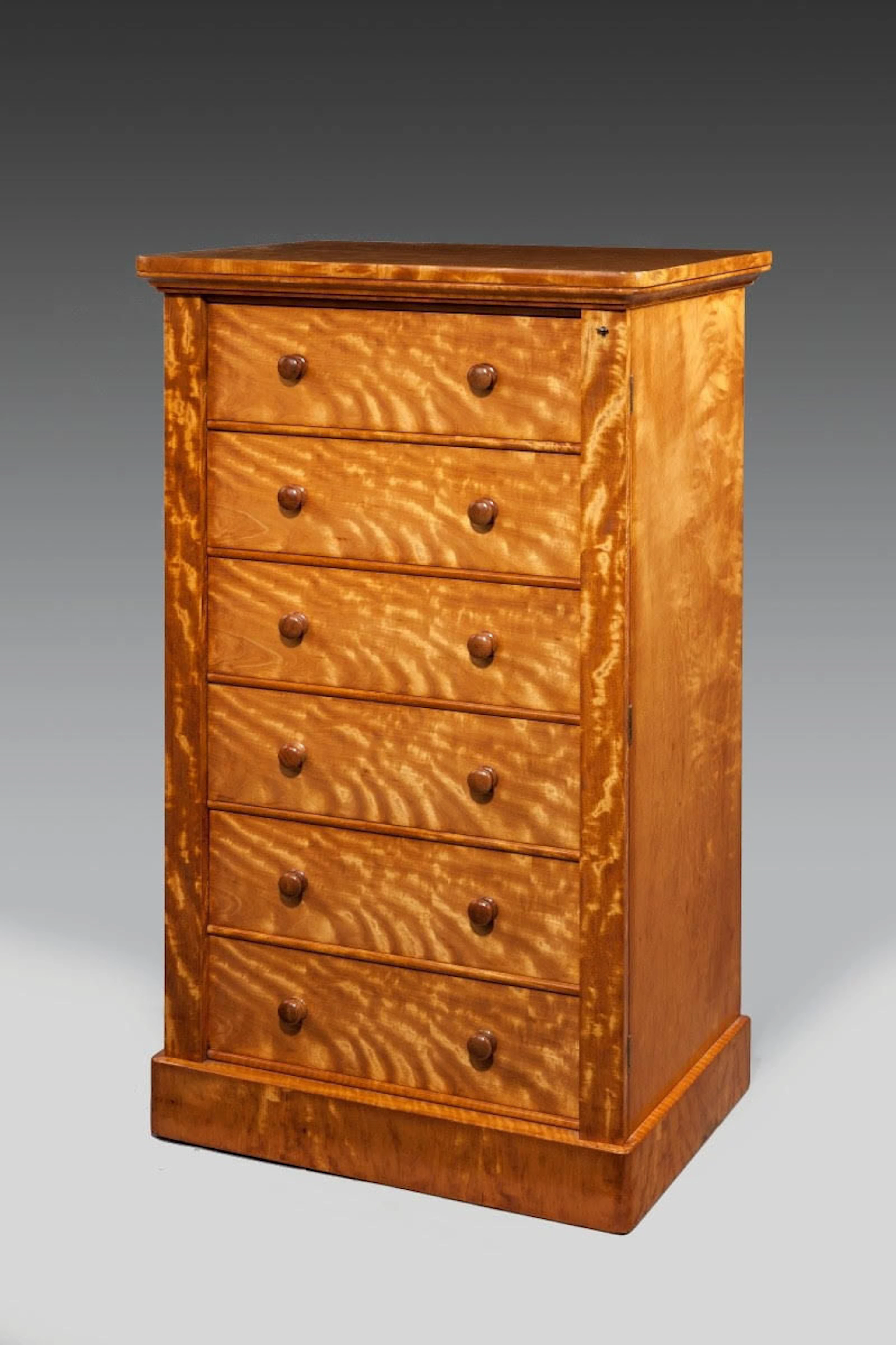 Early Victorian satinwood Wellington Chest
