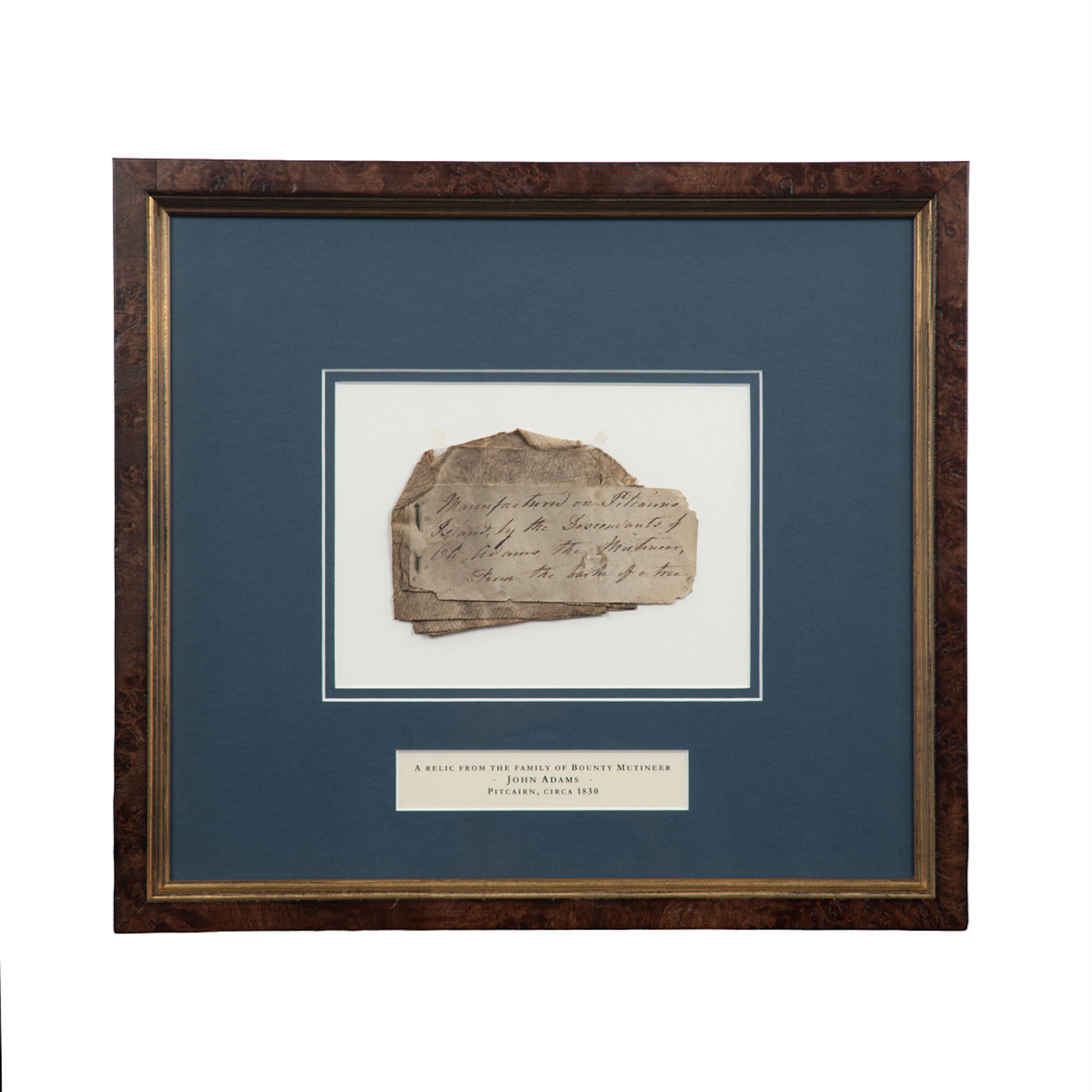 A relic from the family of Bounty Mutineer John Adams: An exceptionally