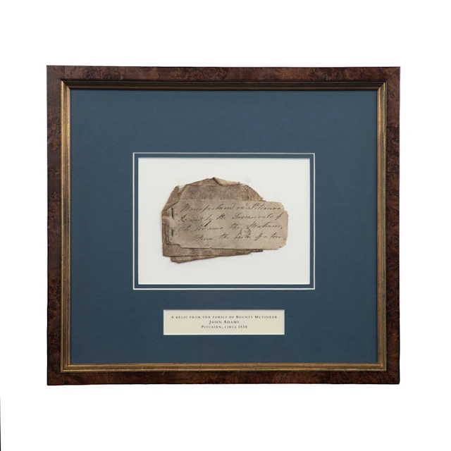 A relic from the family of Bounty Mutineer John Adams: An exceptionally