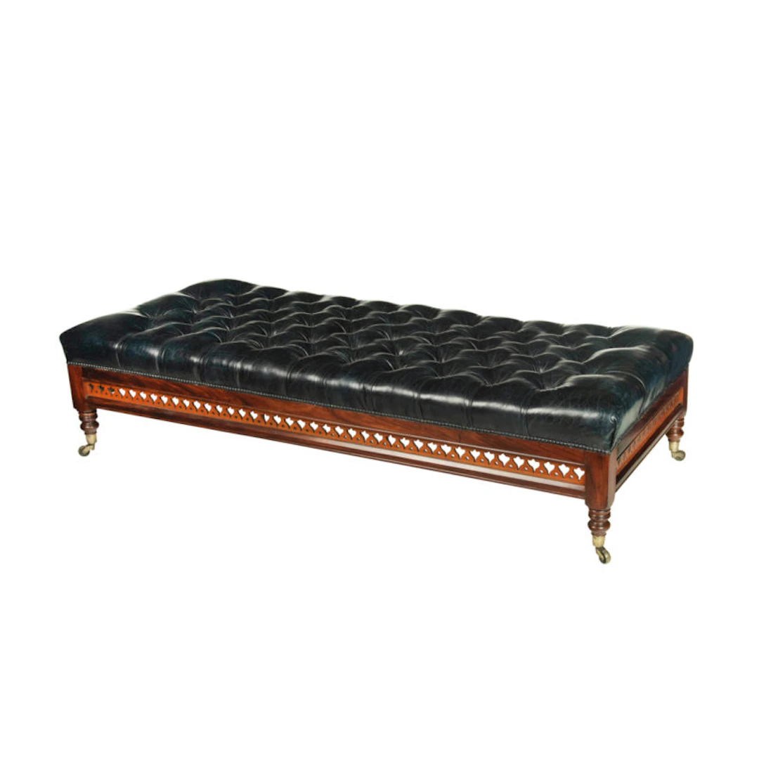 A large Victorian leather stool