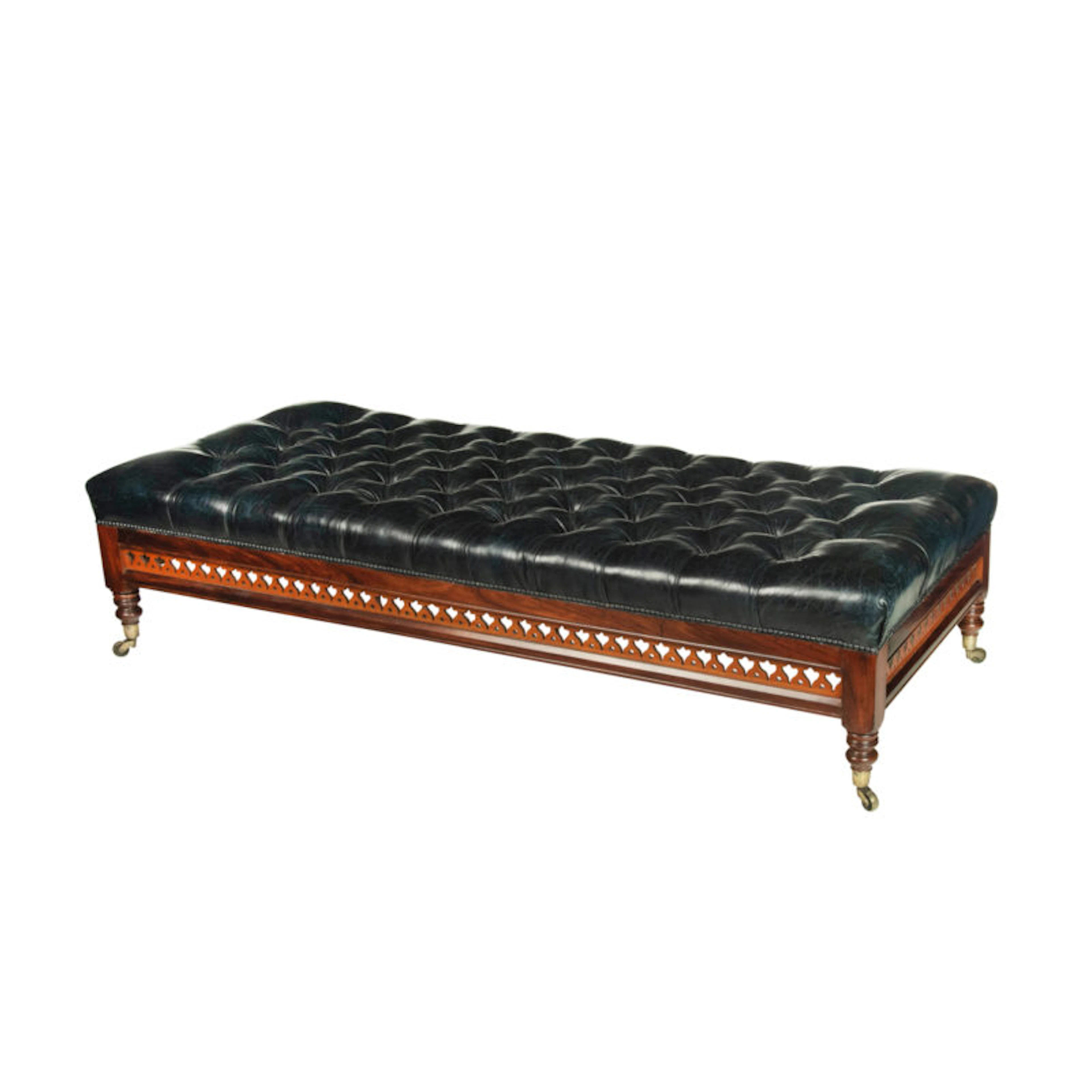 A large Victorian leather stool