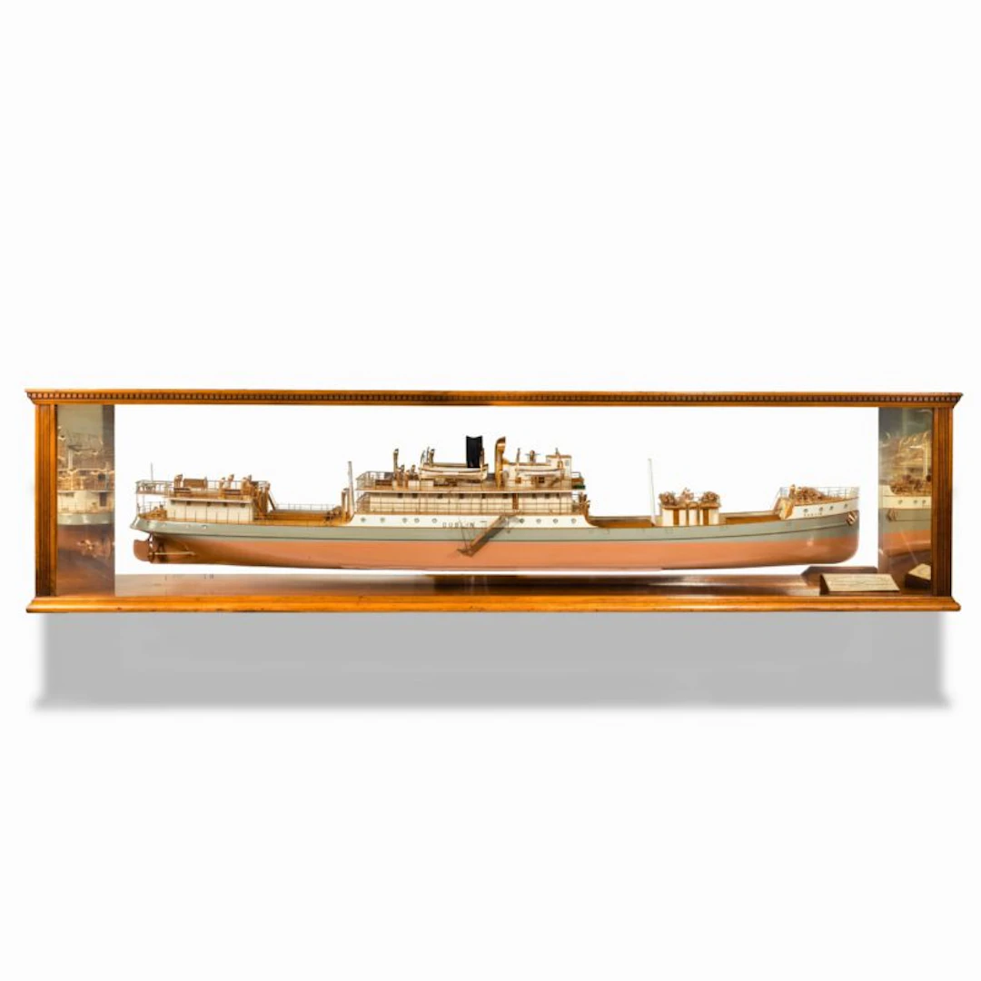 A cased ship’s boardroom model of three sister ships