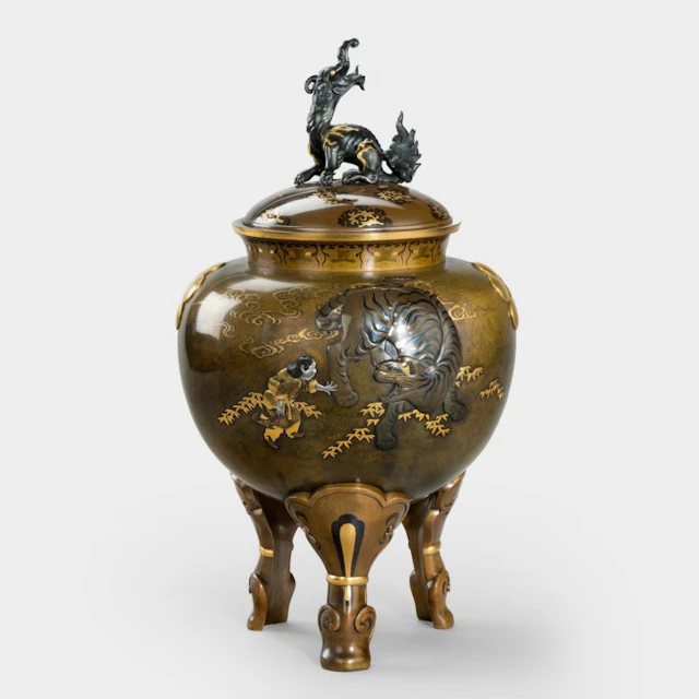 A large bronze tripod Koro attributed to the Kanazawa Doki Company