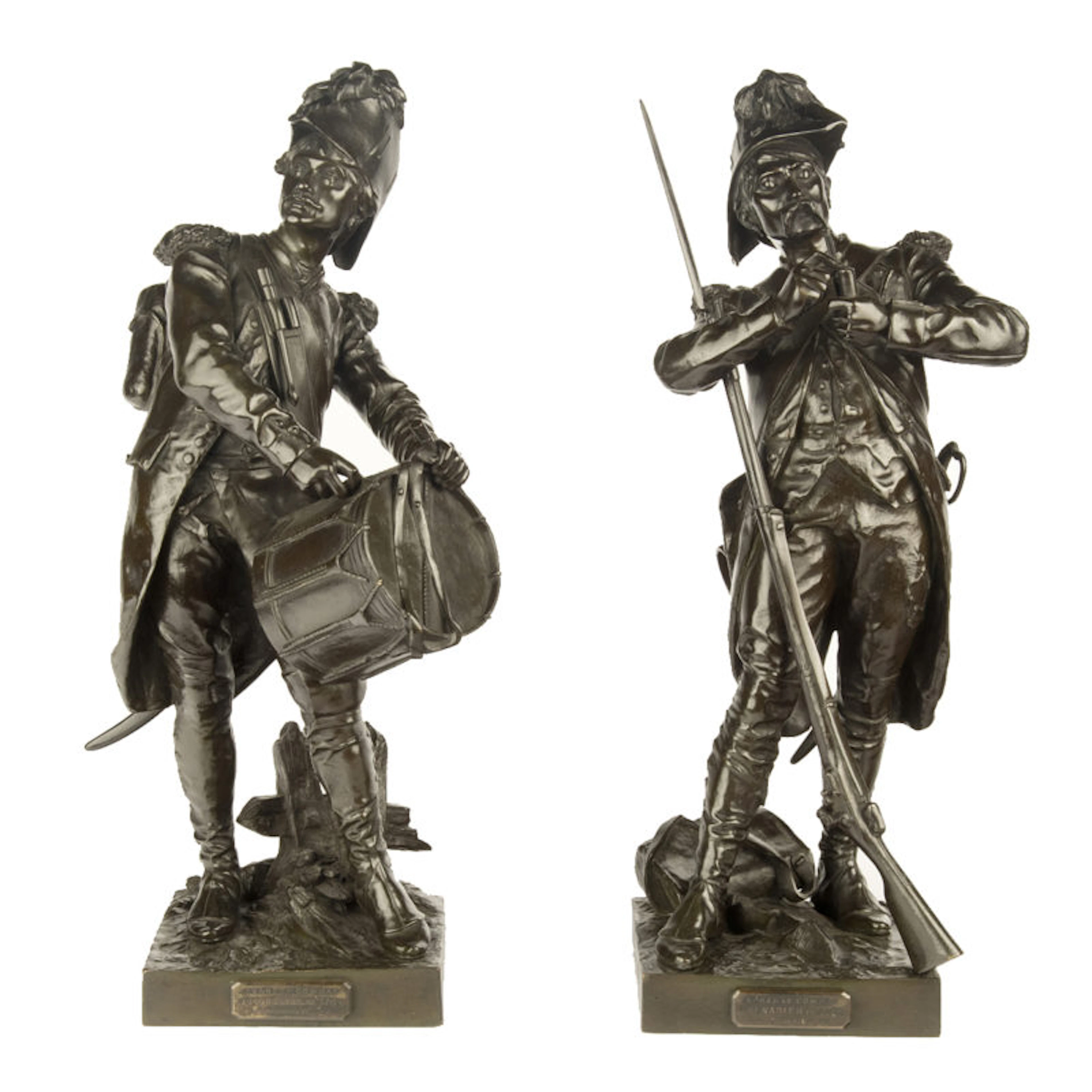 A pair of bronze figures entitled ‘Avant le combat’ and ‘Après le
