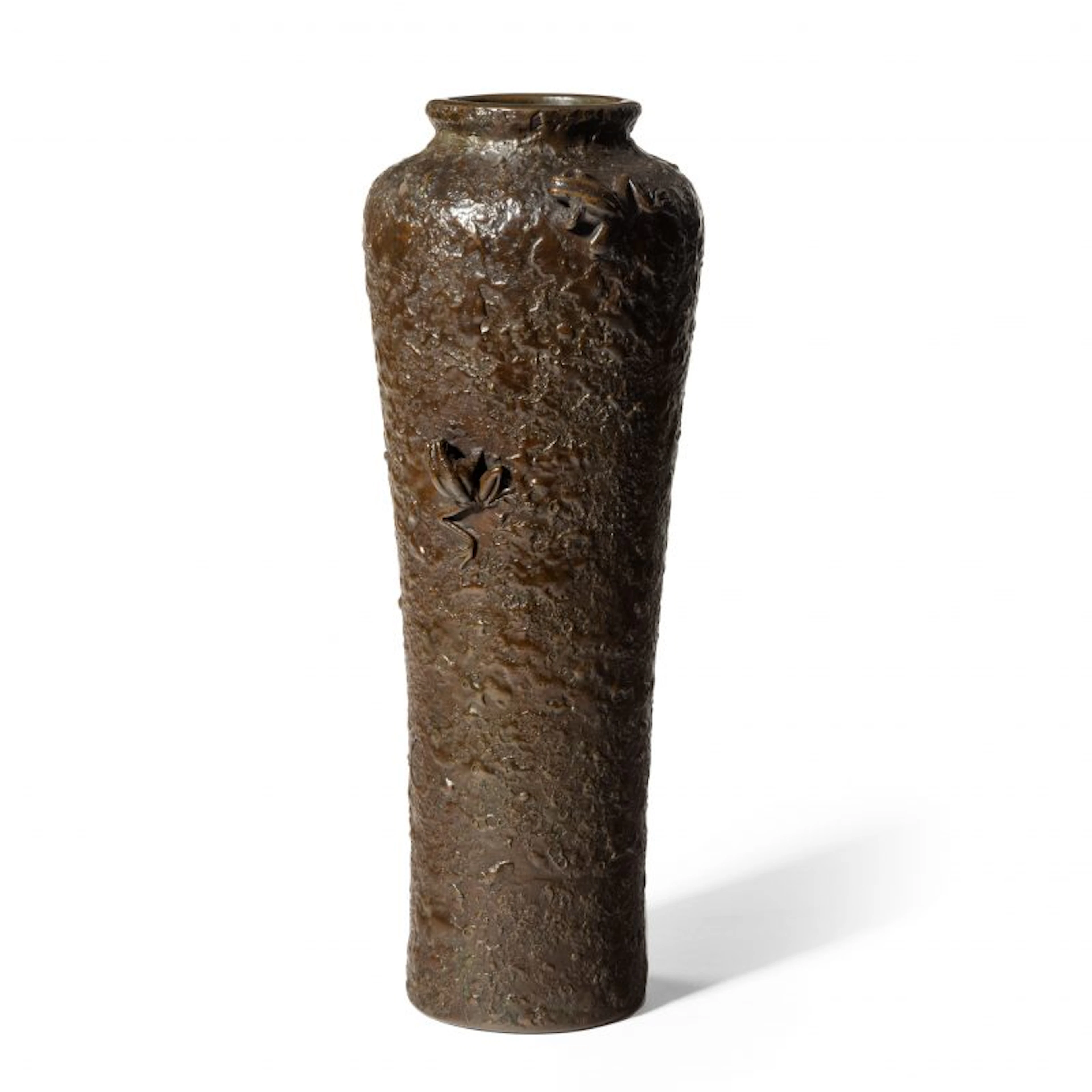 A Meiji period bronze vase with two frogs