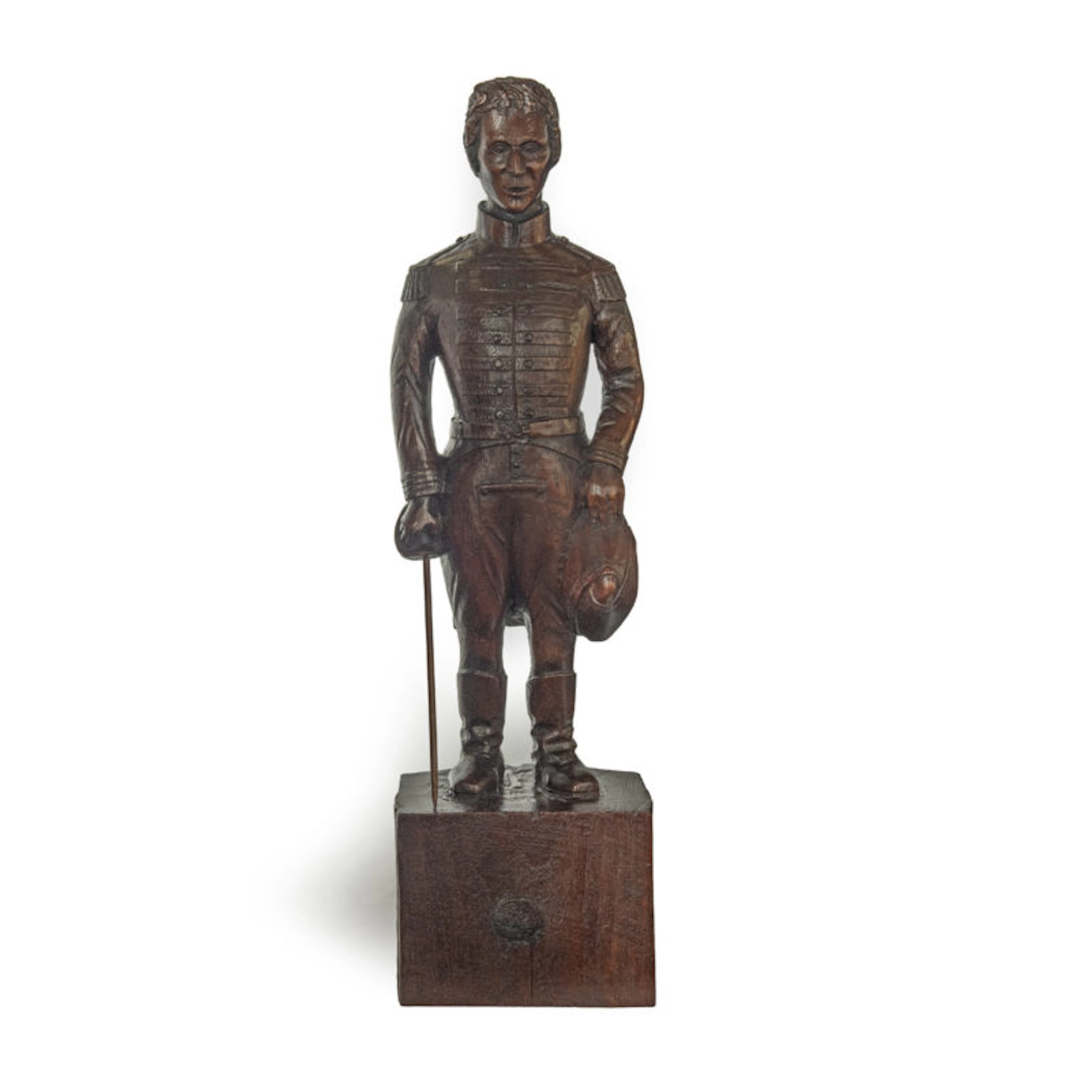 An Anglo-Indian teak carving of Arthur Wellesley, later the Duke of