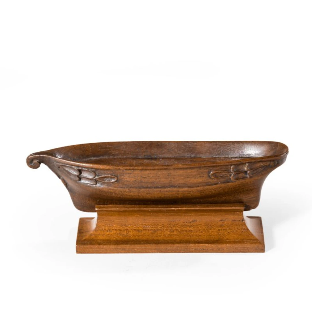 A mahogany miniature hull model of a galleon