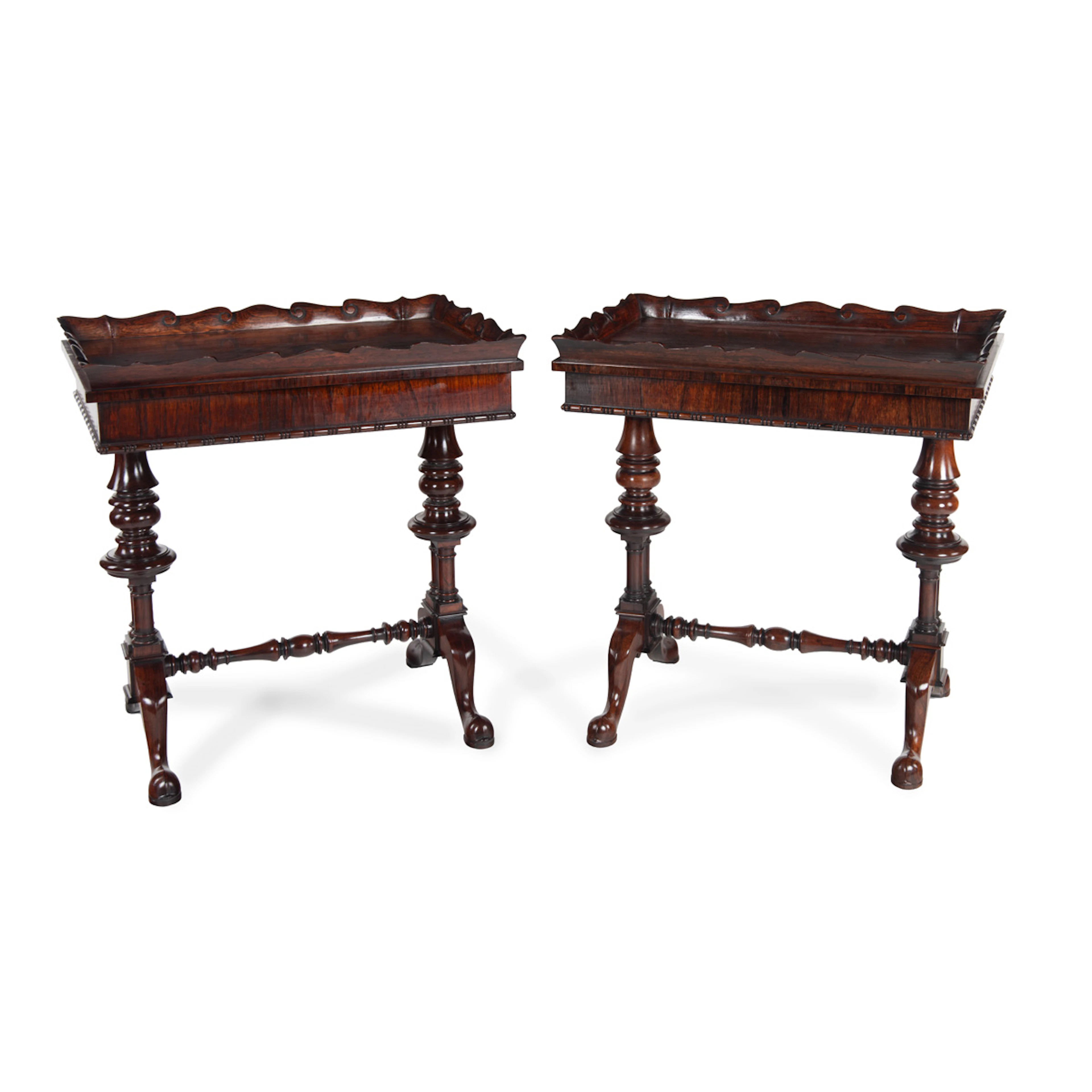A Fine Pair of matched George IV Period Rosewood Tray Top Work Tables