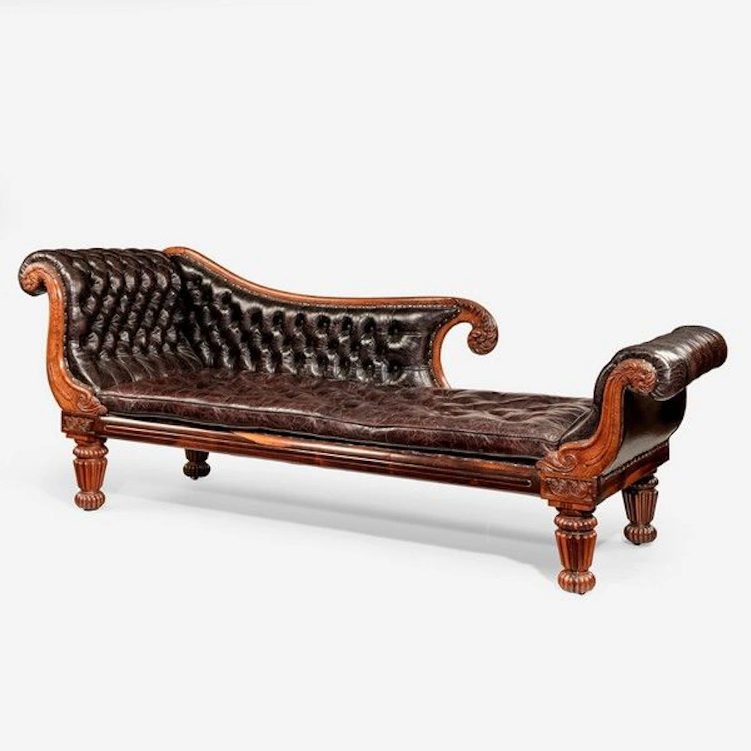 A William IV rosewood chaise longue attributed to Gillows