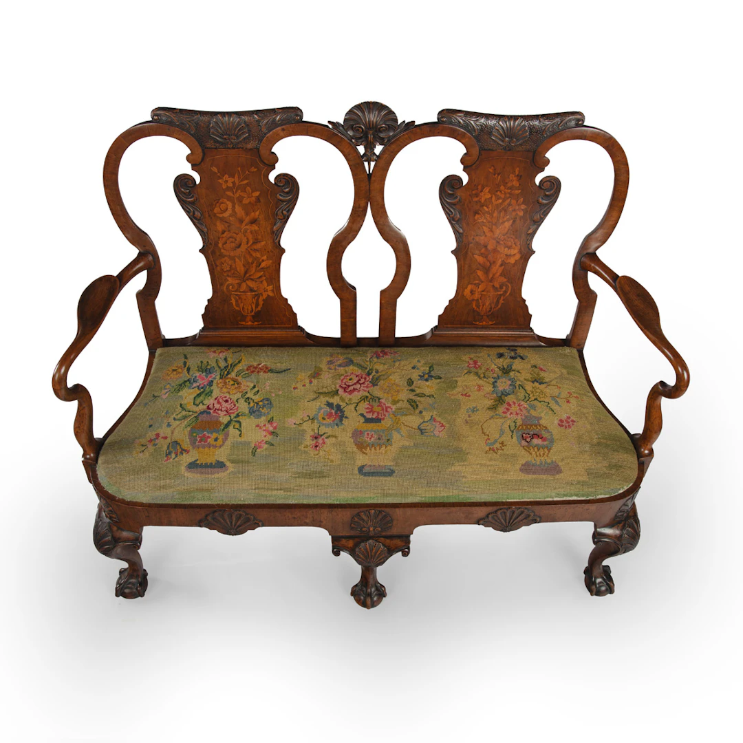 A Fine Walnut and Marquetry Chair Back Settee in the Anglo-Dutch Manner