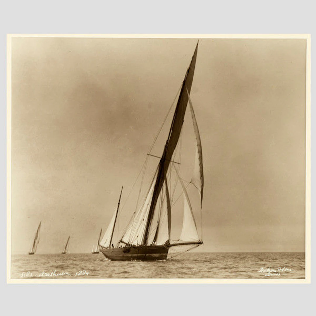 Yacht Arethusa, early silver photographic print by Beken of Cowes – RESERVED
