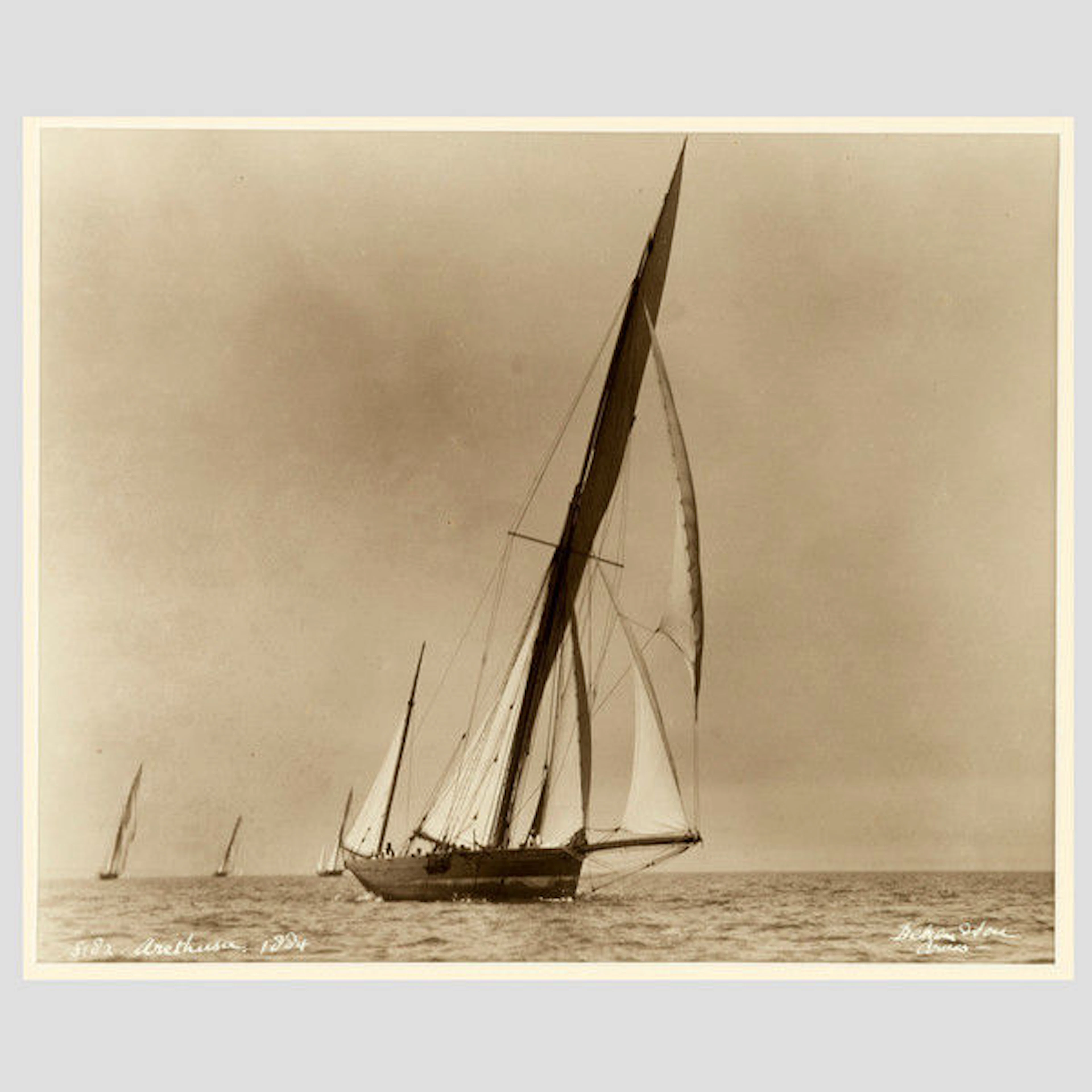 Yacht Arethusa, early silver photographic print by Beken of Cowes – RESERVED