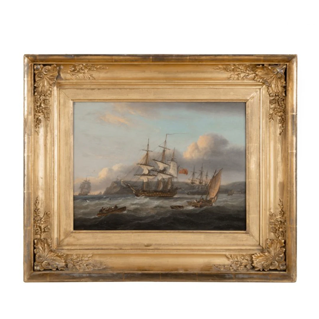 Thomas Luny – HMS Bellerophon leaving Torbay with the defeated Emperor