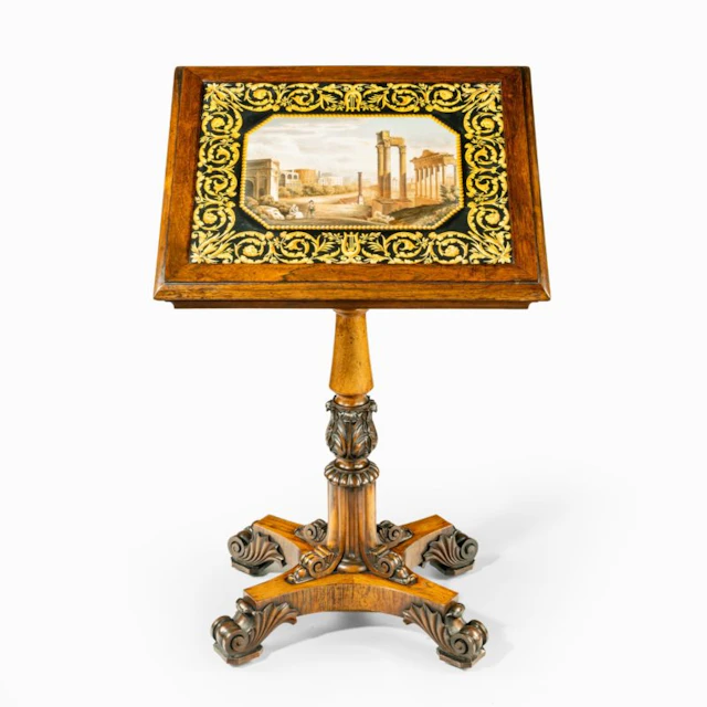 A George IV rosewood and scagliola occasional table attributed to