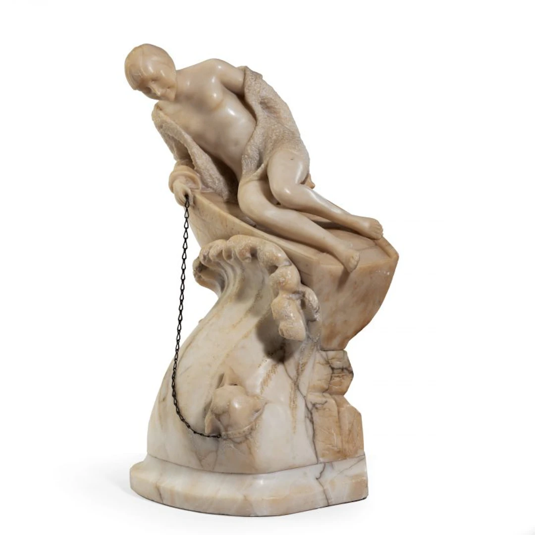 An Art Deco alabaster carving