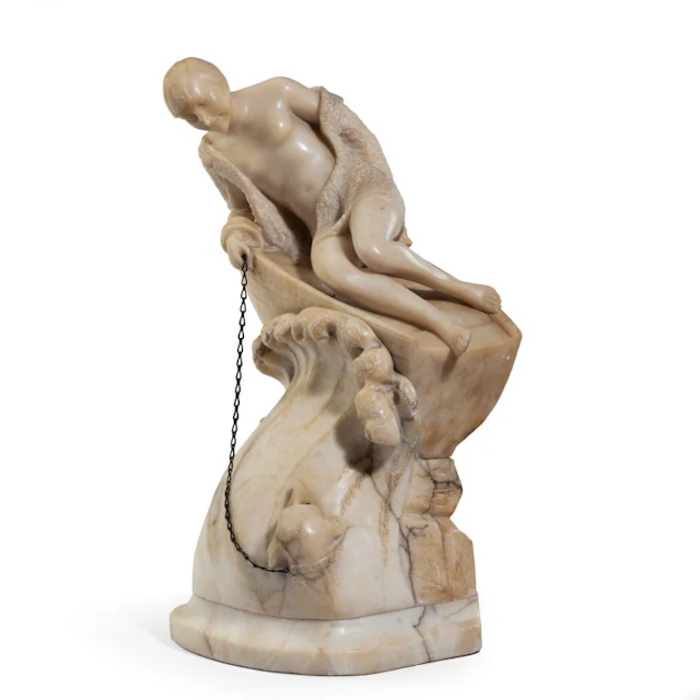 An Art Deco alabaster carving