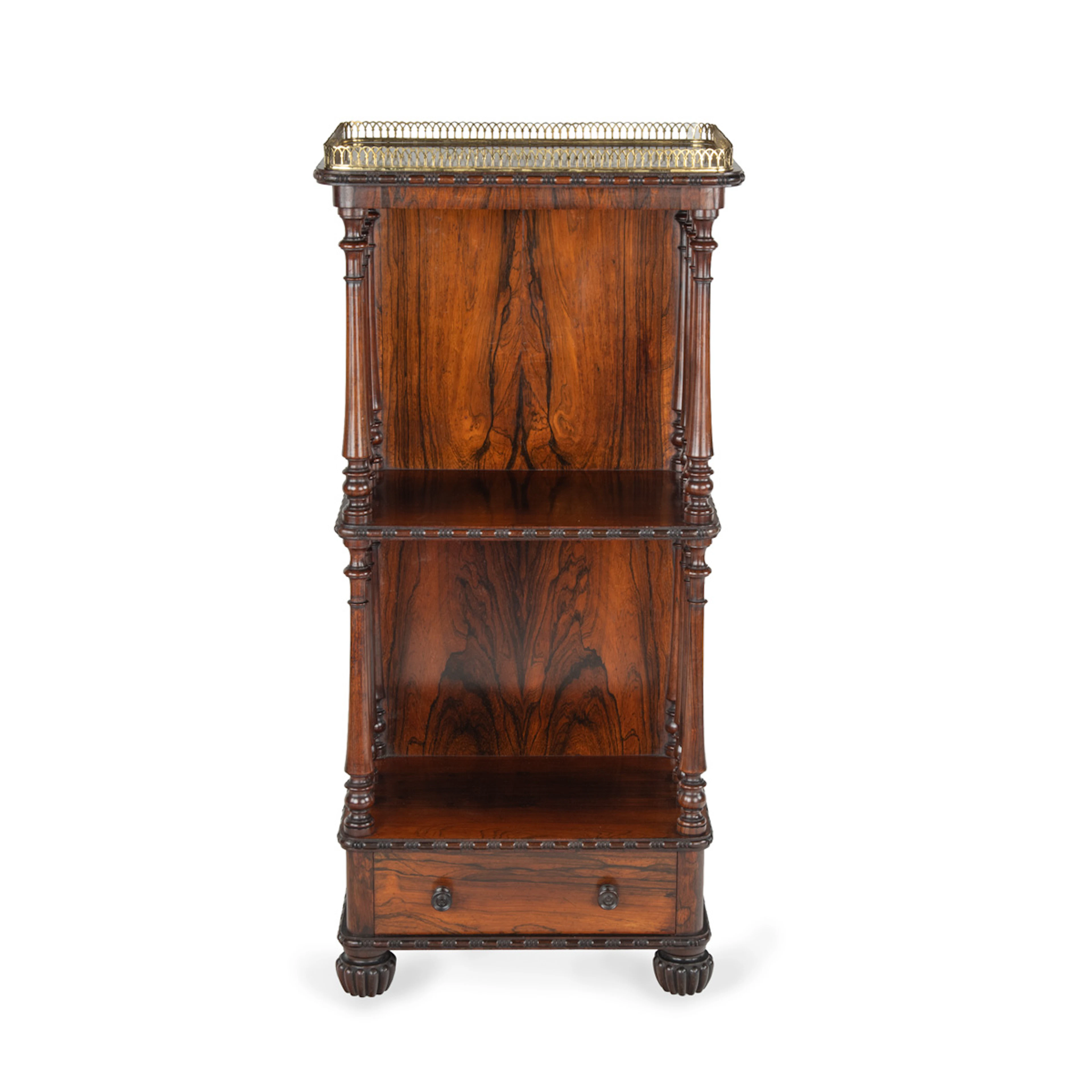 A Fine and Unusual Closed Back What Not or Etagere in Rosewood by