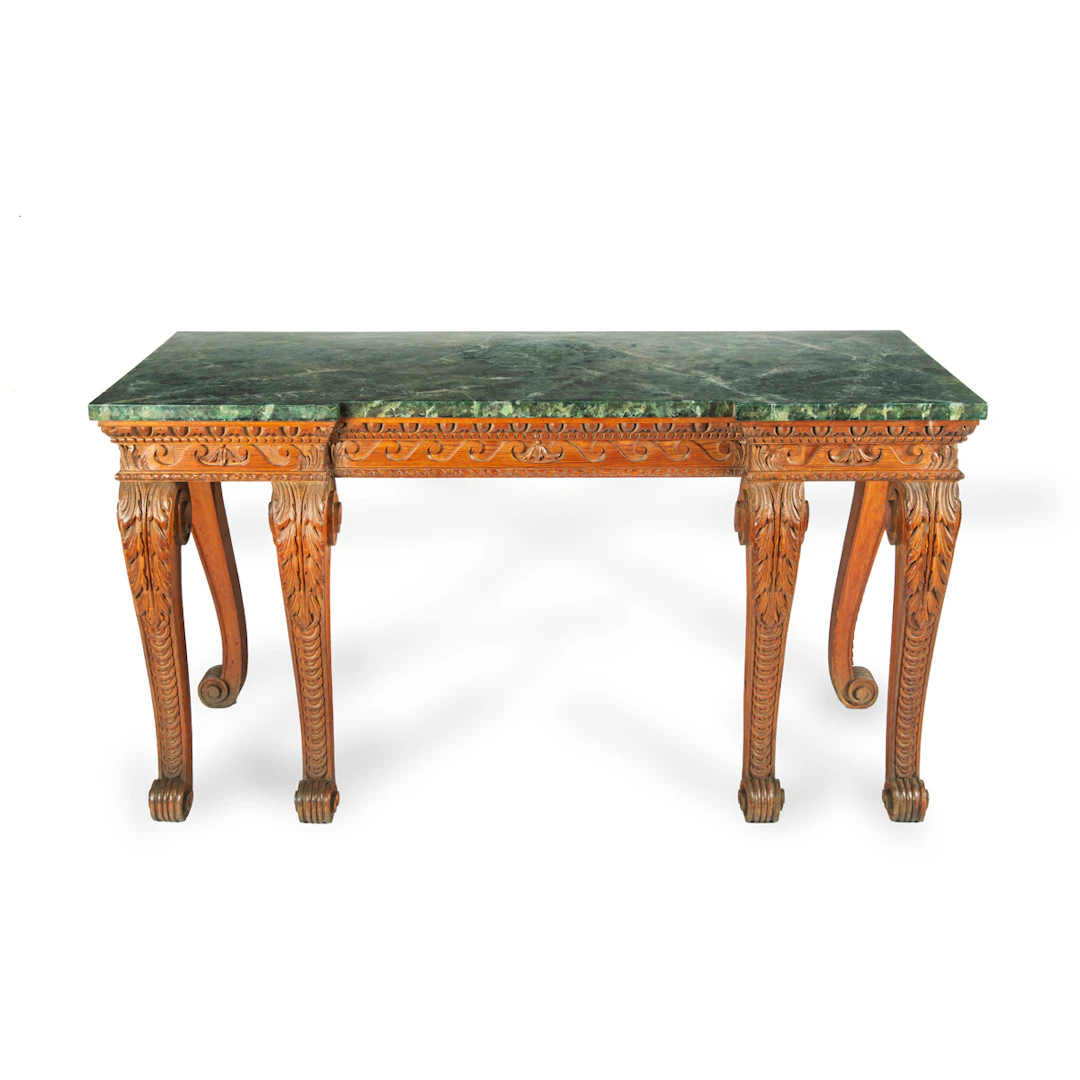 A late Victorian pitch pine console table after Linnell