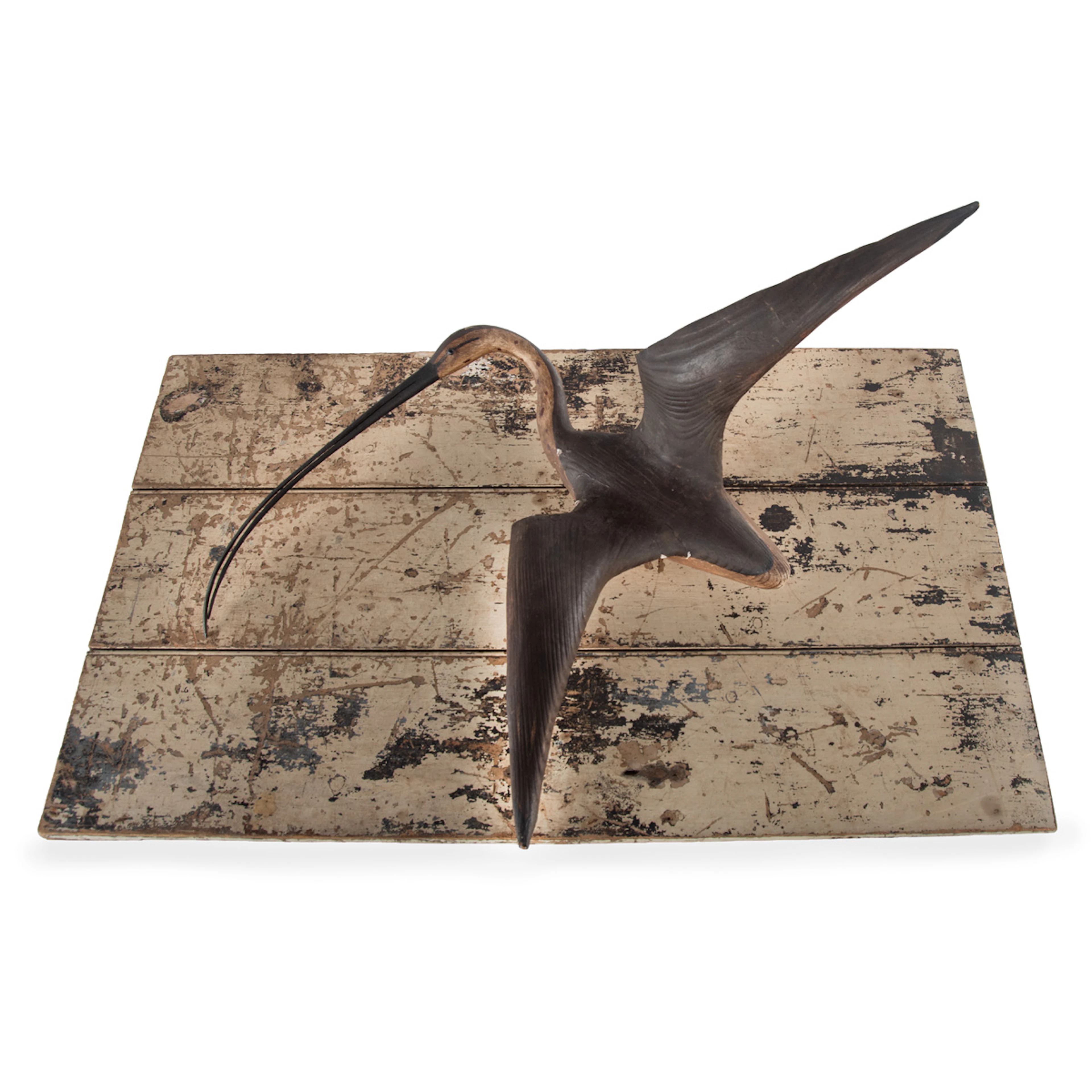 A Wall-mounted Sculpture of a Curlew, Carved and Painted, Mounted