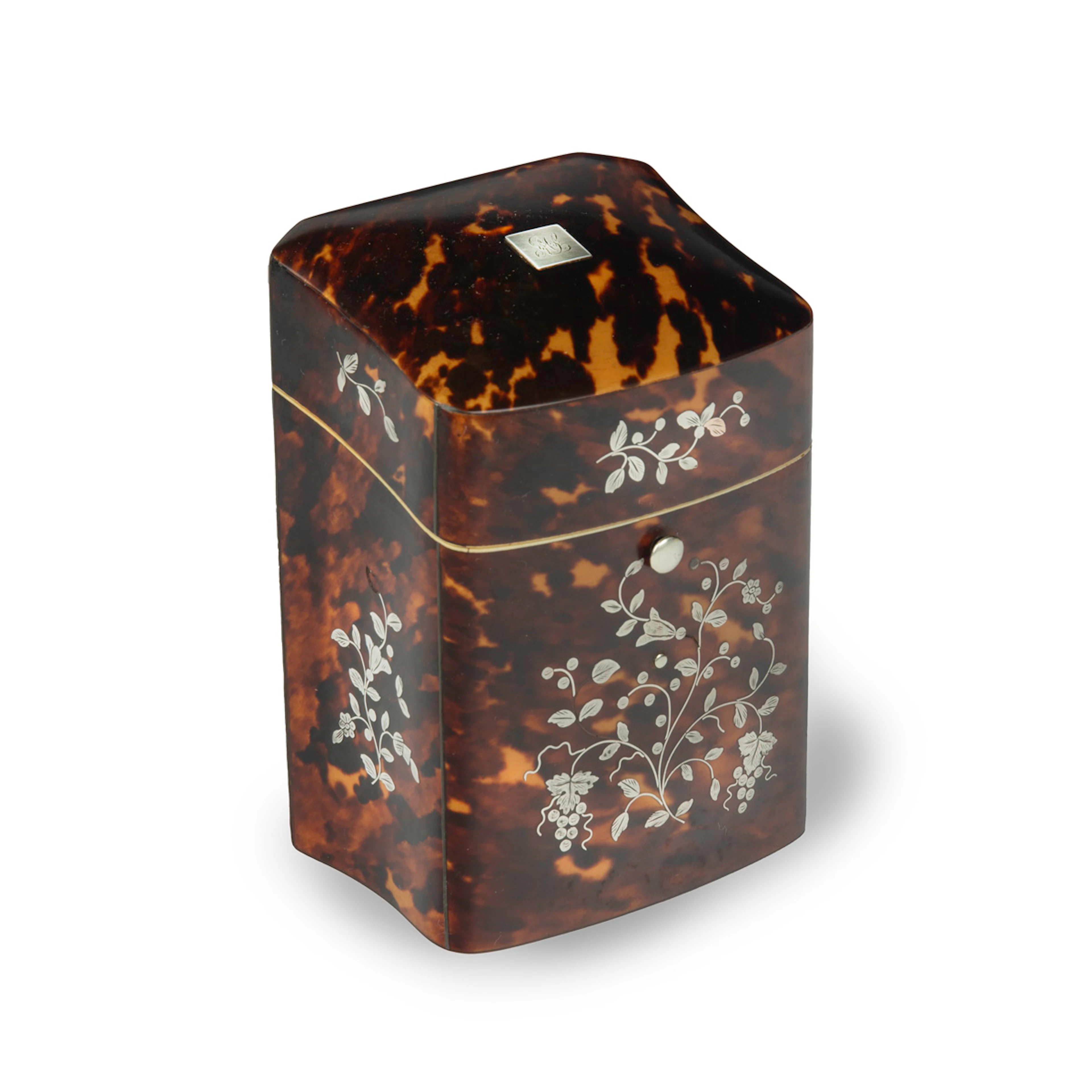A charming Victorian tortoiseshell and silver piqué work etui