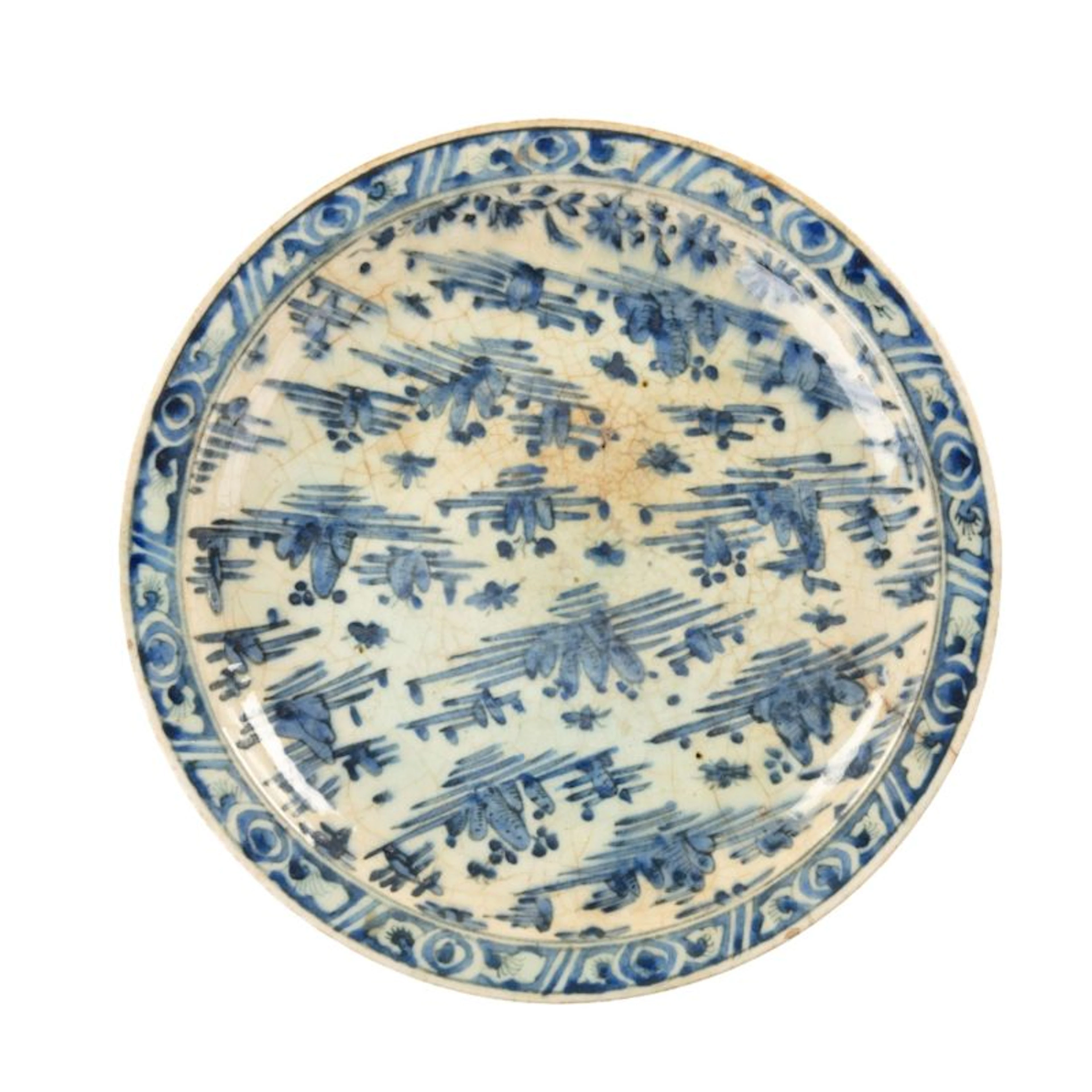 A Safavid blue and white pottery dish