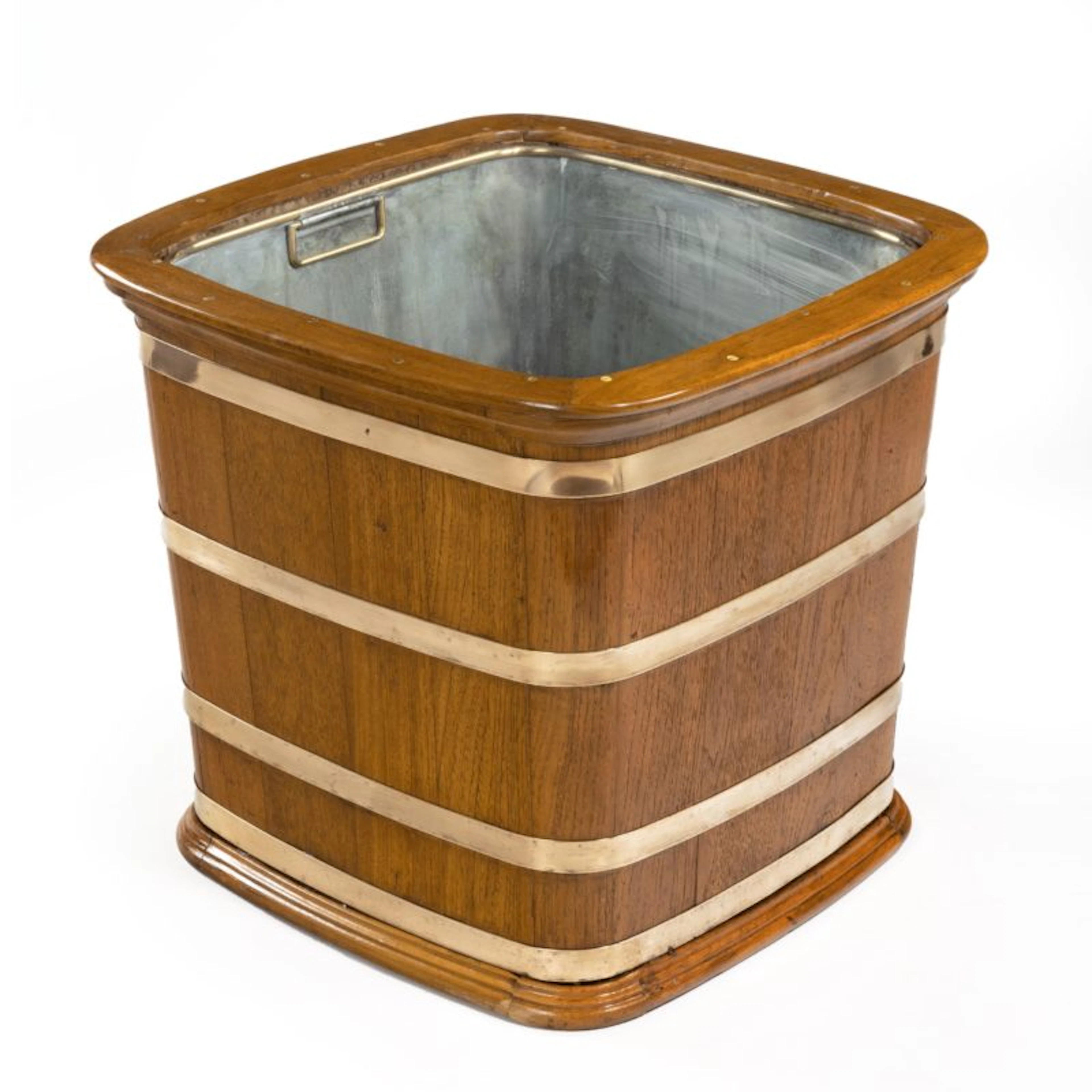 A Large Edwardian Copper-Bound Teak Log Box