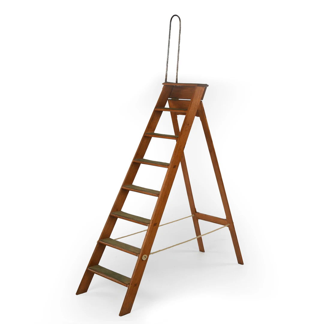An unusual set of Victorian folding Walnut library steps