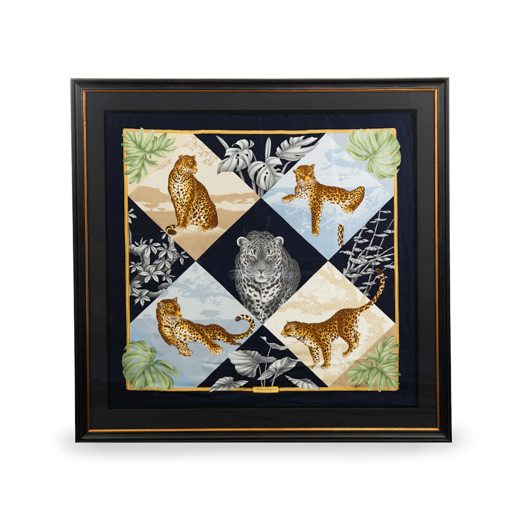 Framed Salvatore Ferragamo Leopard Silk Scarf