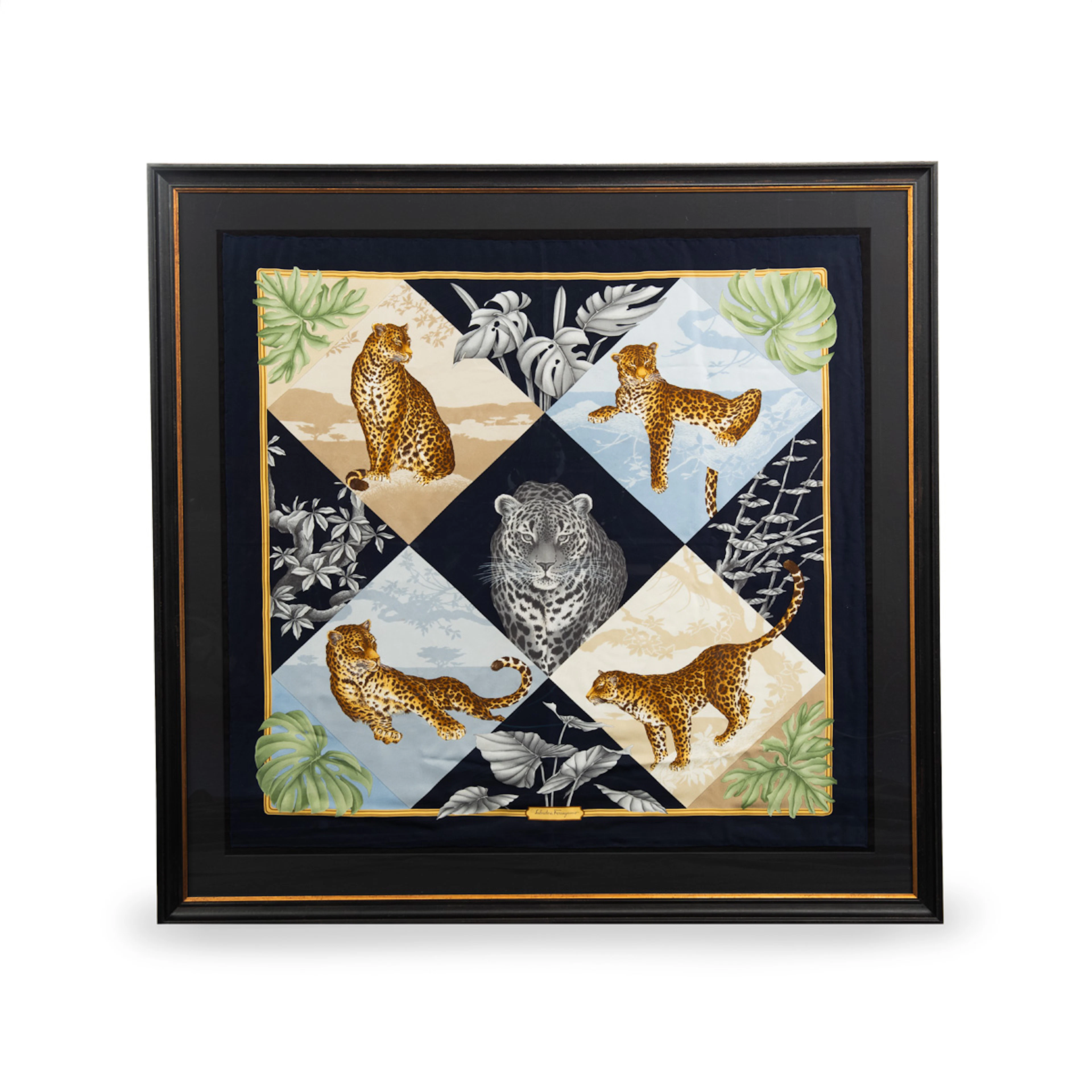 Framed Salvatore Ferragamo Leopard Silk Scarf