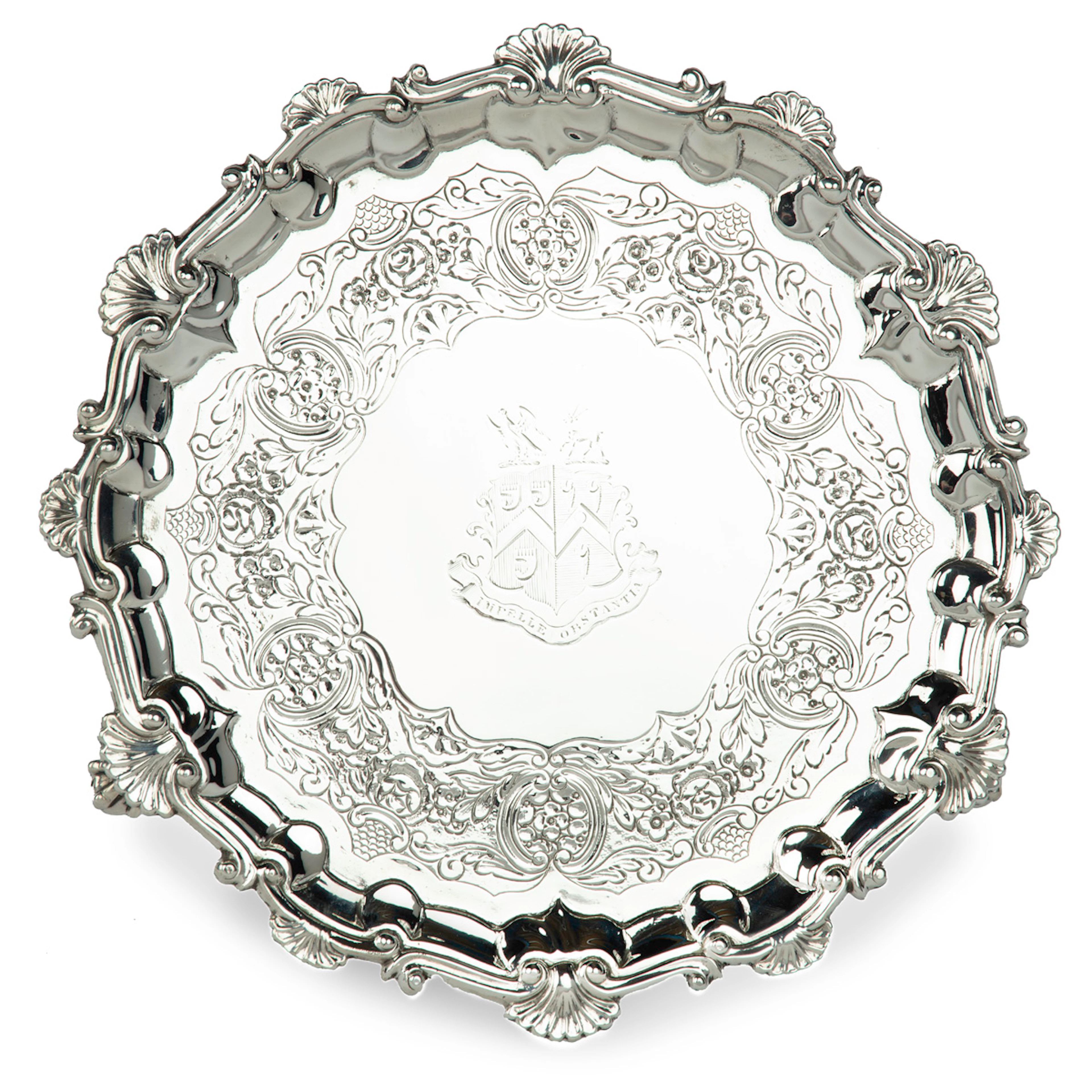 A George IV crested silver tray commemorating the marriage of Lieutenant