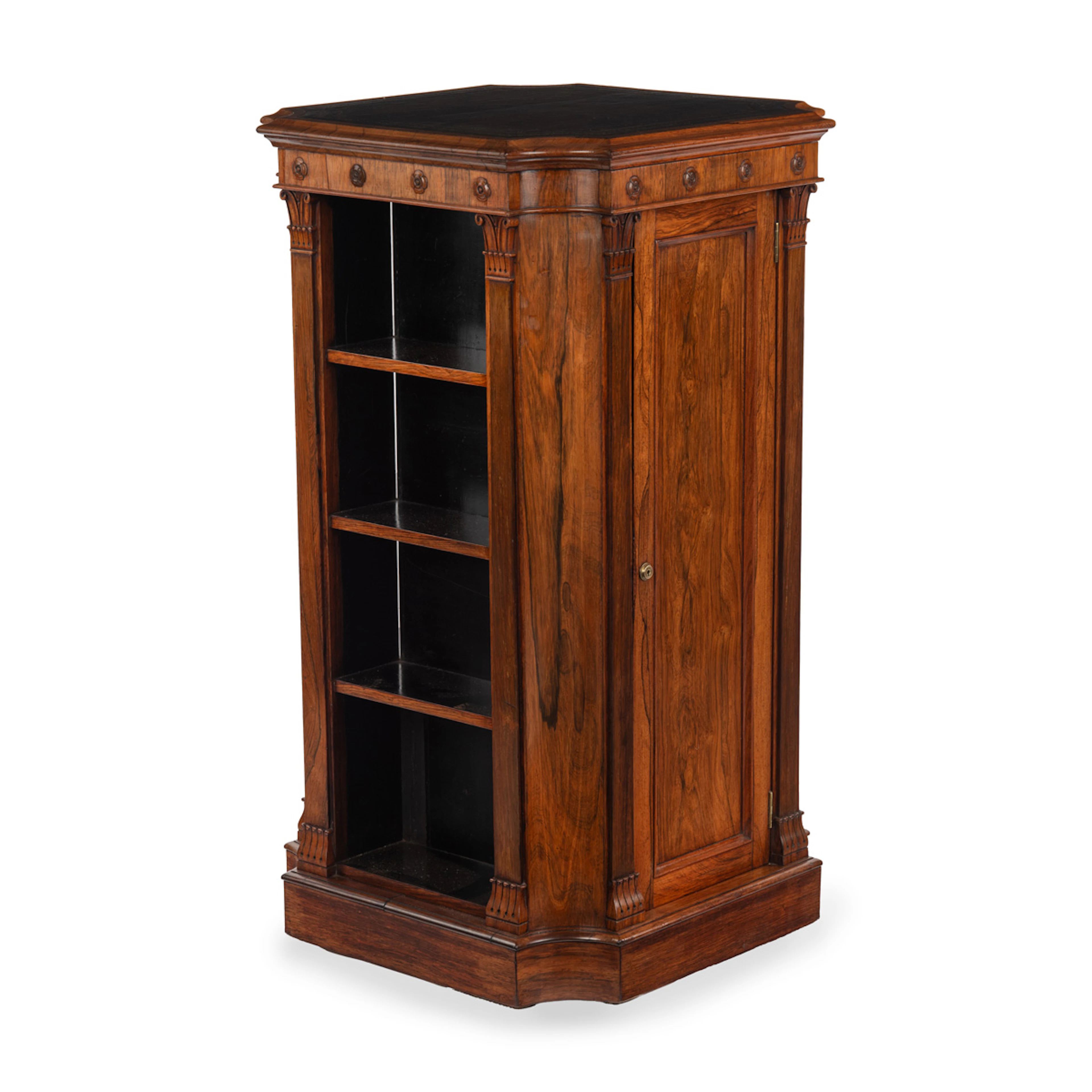 A Fine George IV Period Rosewood Open Bookcase or Bookstand with Cupboard