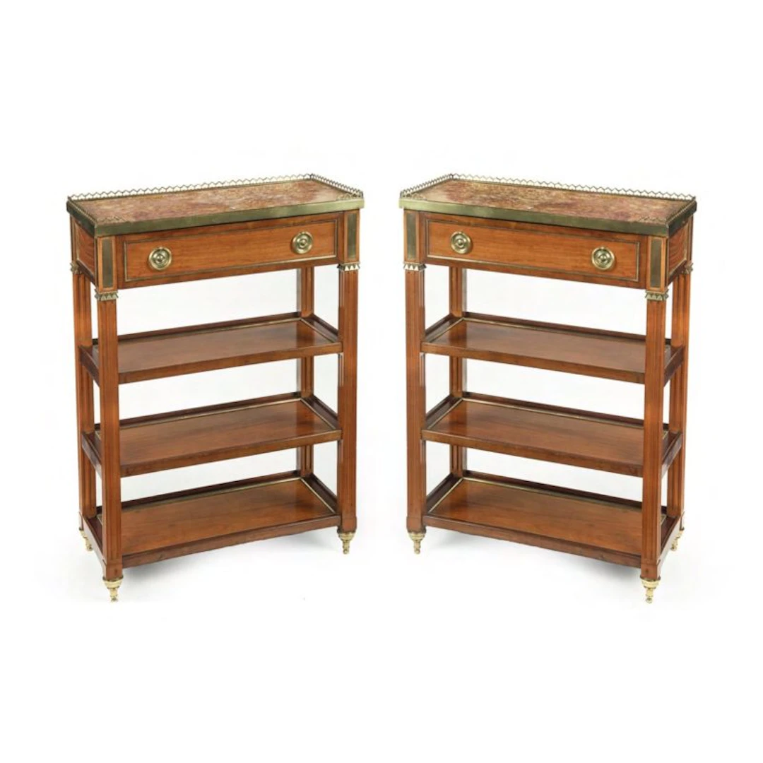 A pair of Napoleon III satinwood side tables or bedside tables