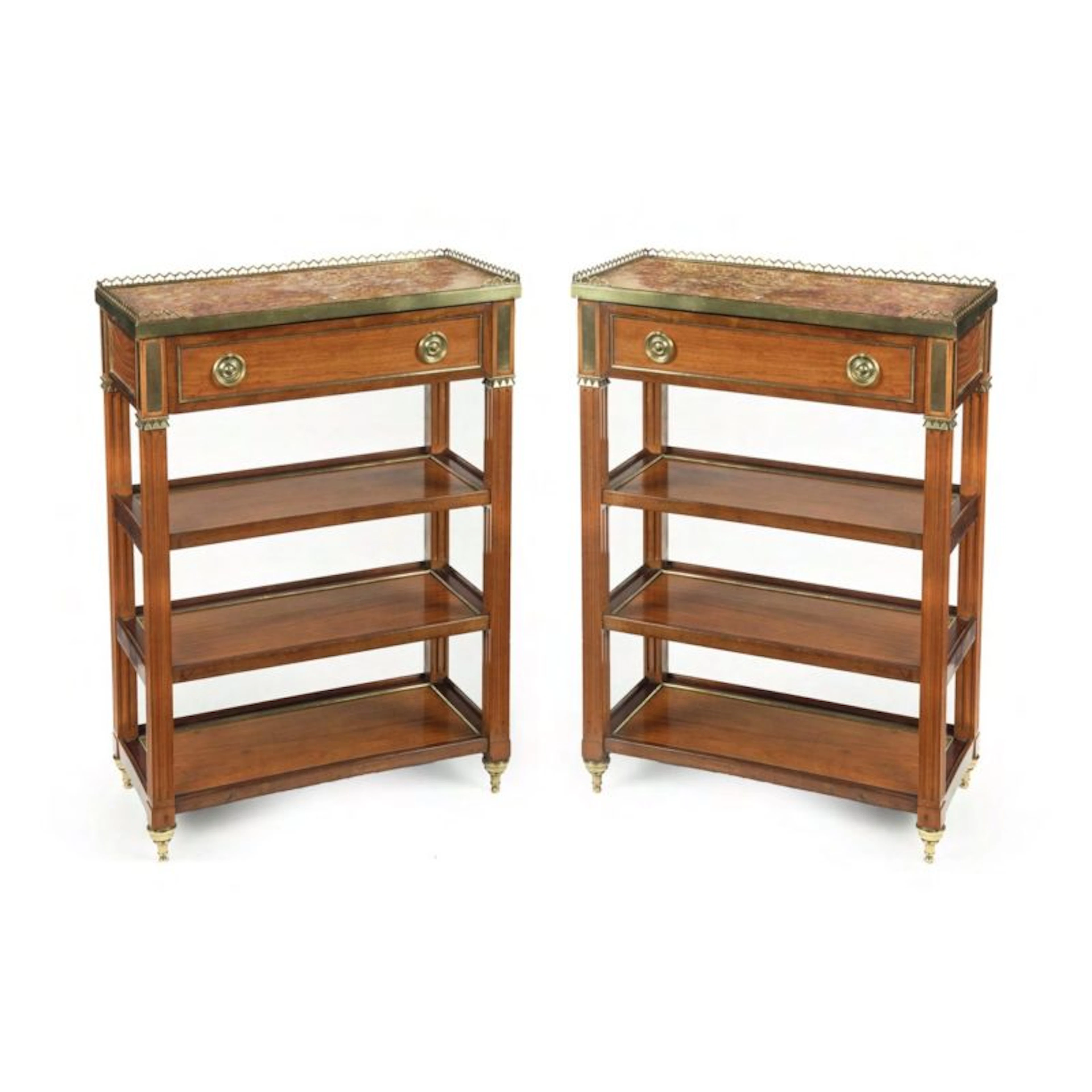 A pair of Napoleon III satinwood side tables or bedside tables