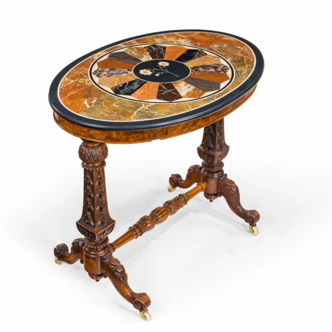 A mid-Victorian walnut and pietra dura table