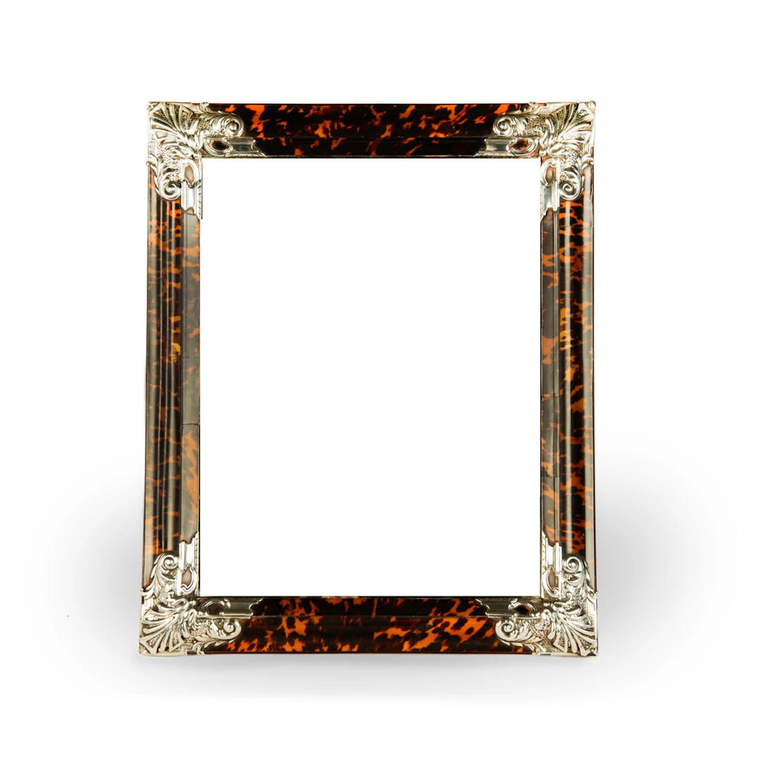 A large Art Deco silver mounted tortoiseshell easel mirror